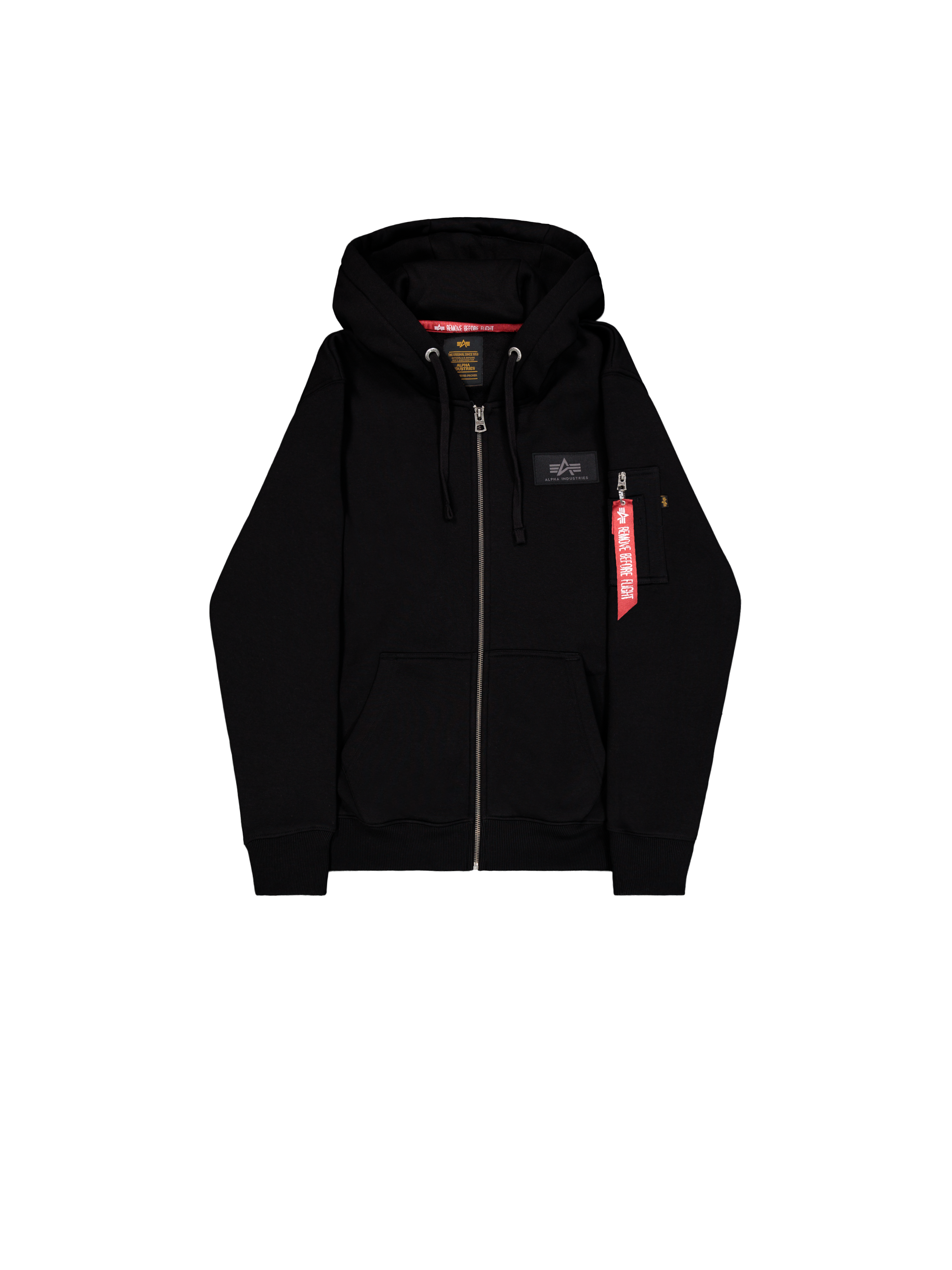 Back Print Zip Hoodie black