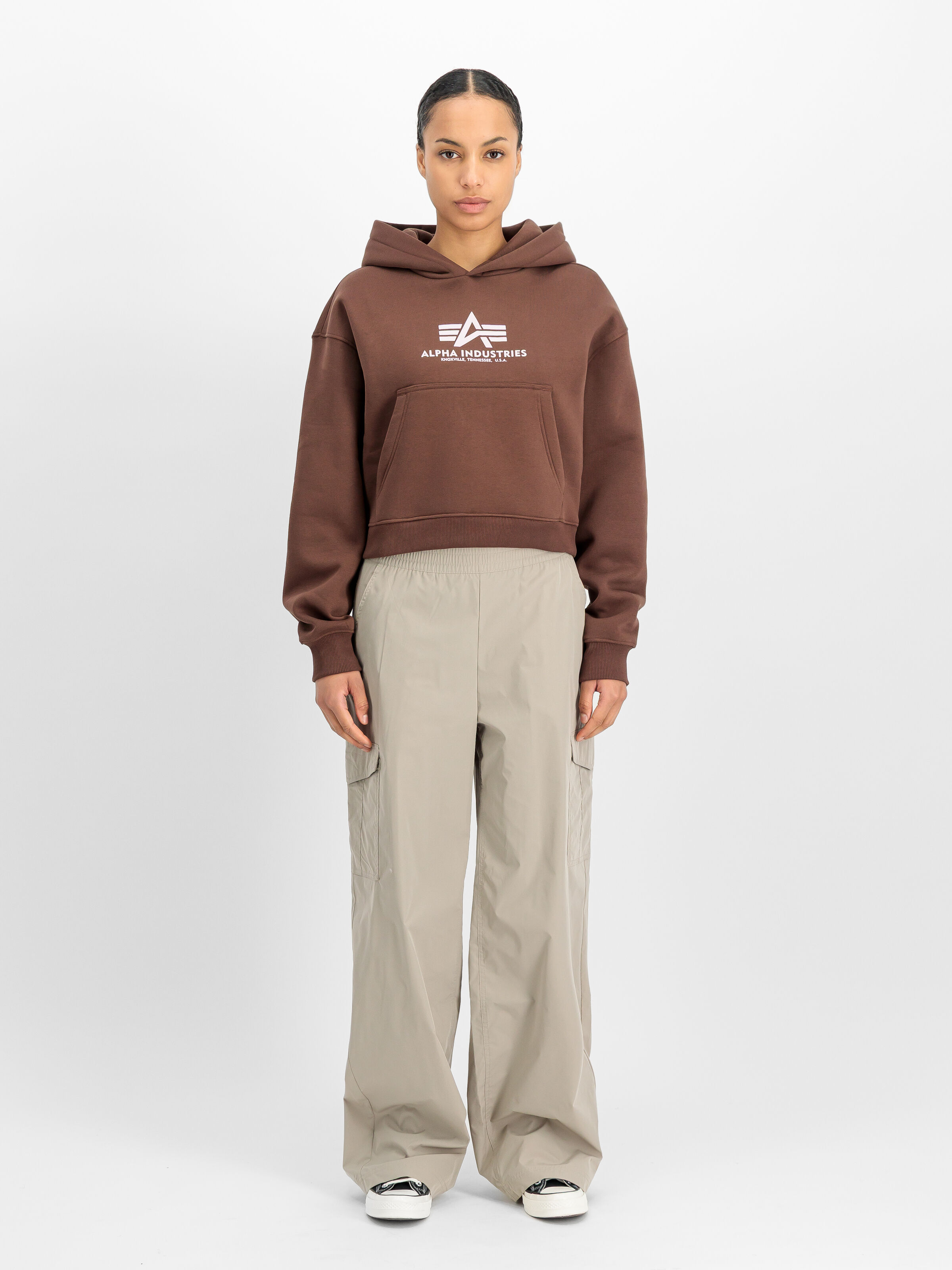 Basic Big Logo Puff Print Hoodie Women powder brown 258040_204_2_model_00001_229828