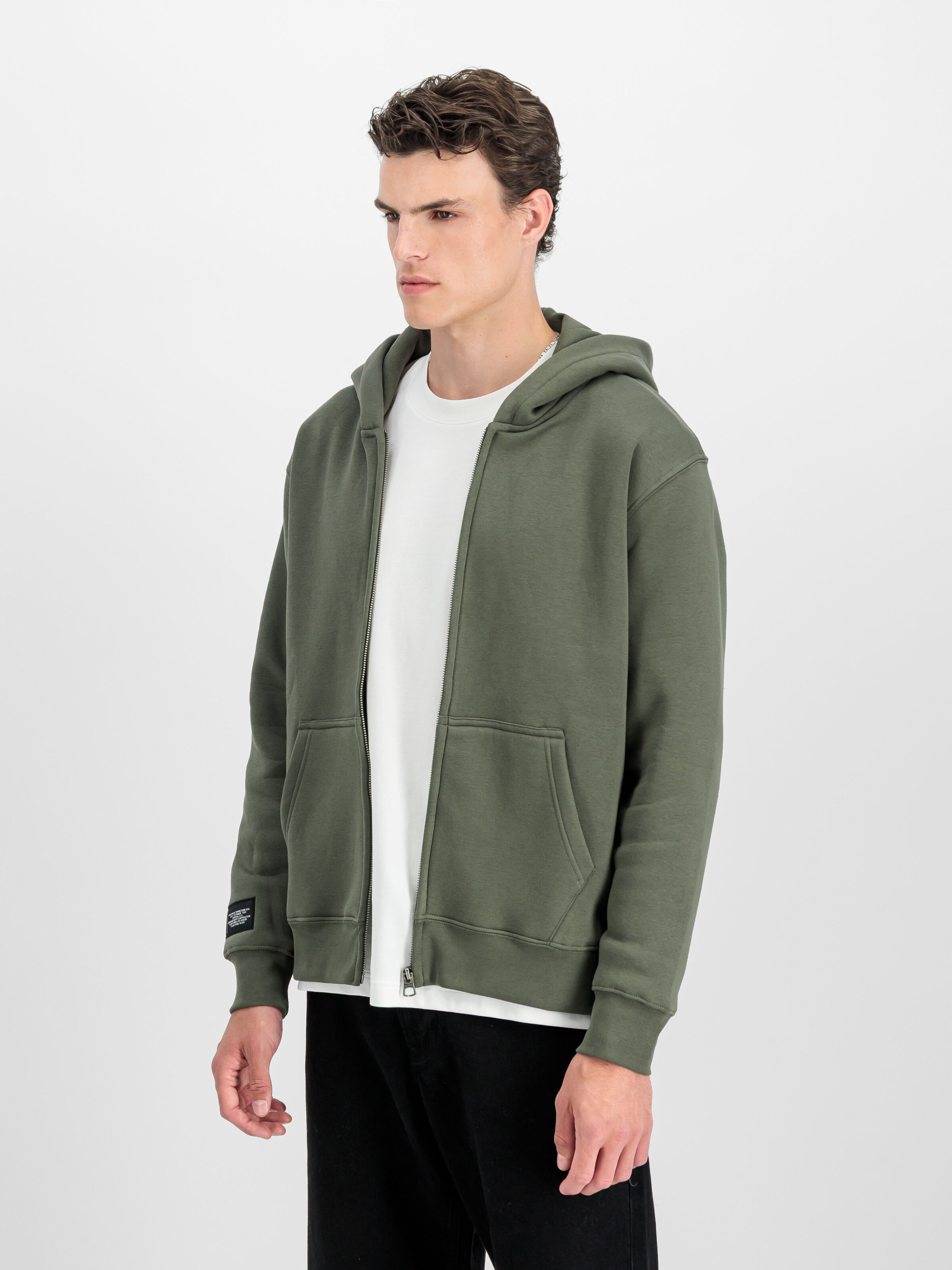 Label Zip Backprint Hoodie dark olive 258342_142_2_model_00002_184255