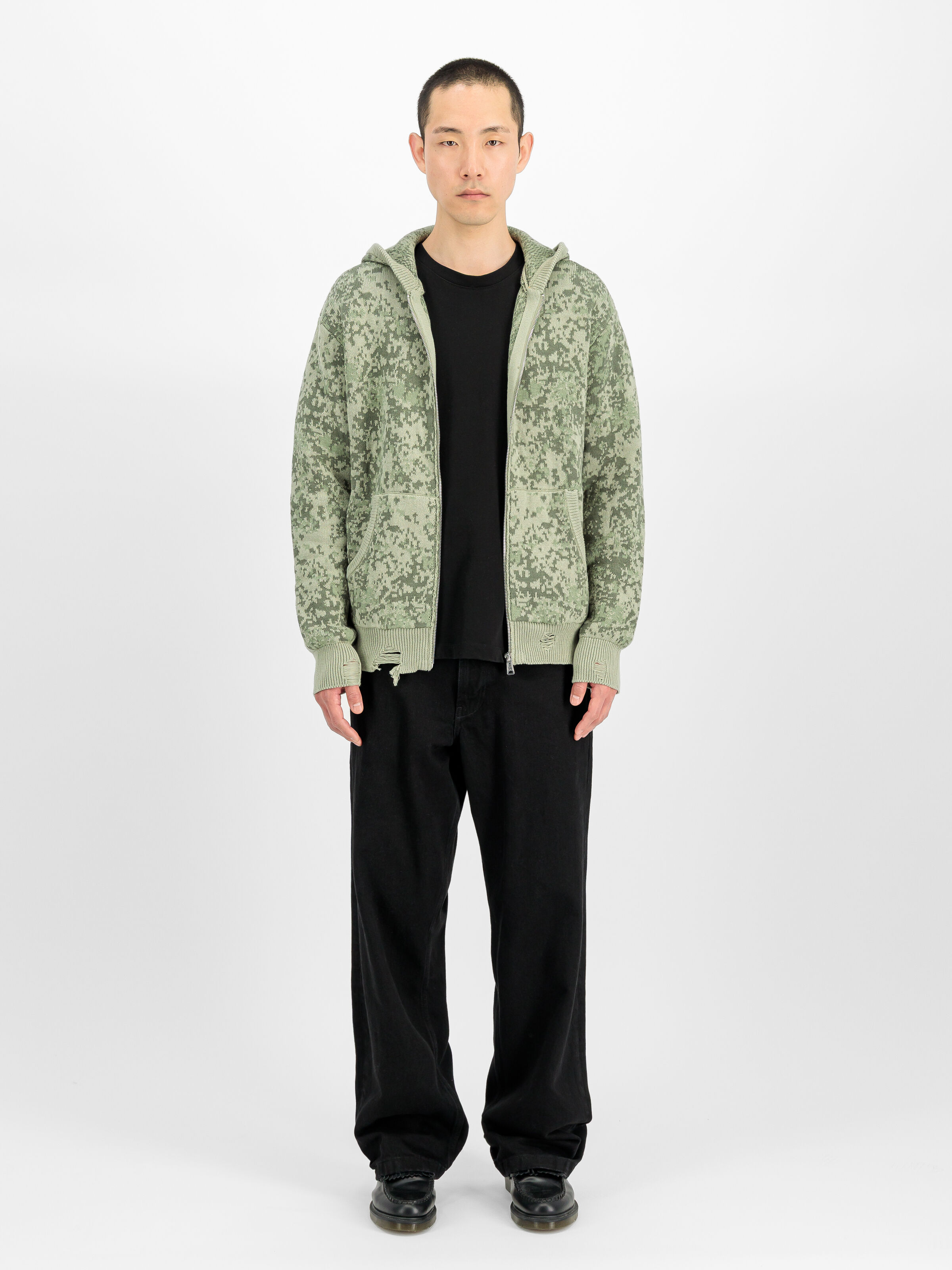 Distressed Knit Hooded Jacket M48 forest camo 268404_905_2_model_00001_243849