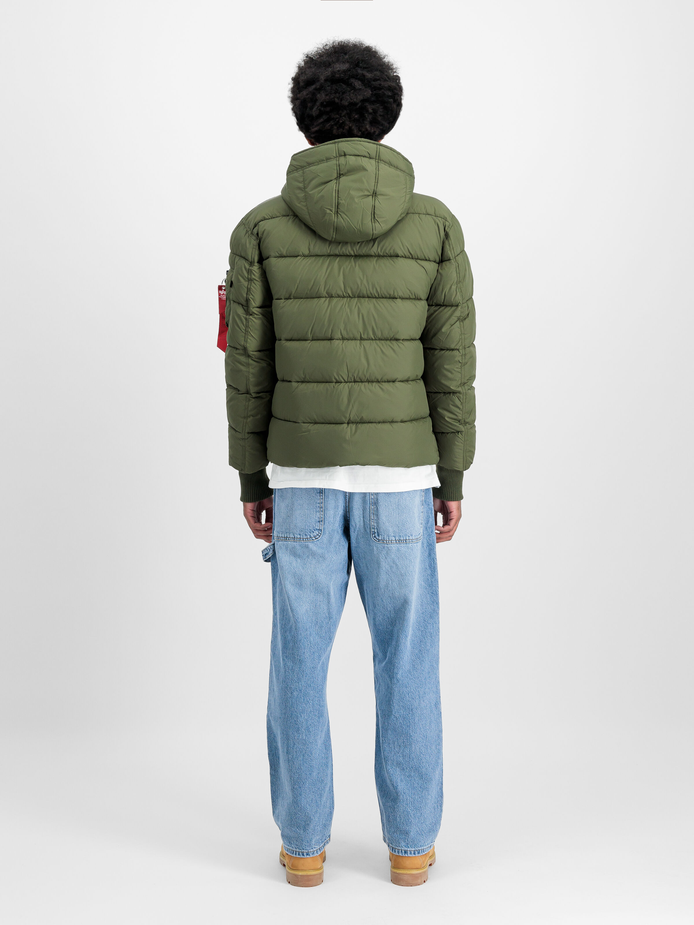 Hooded Puffer Alpha Faux Down Winter Jacket dark green 118113_257_2_model_00002_130634