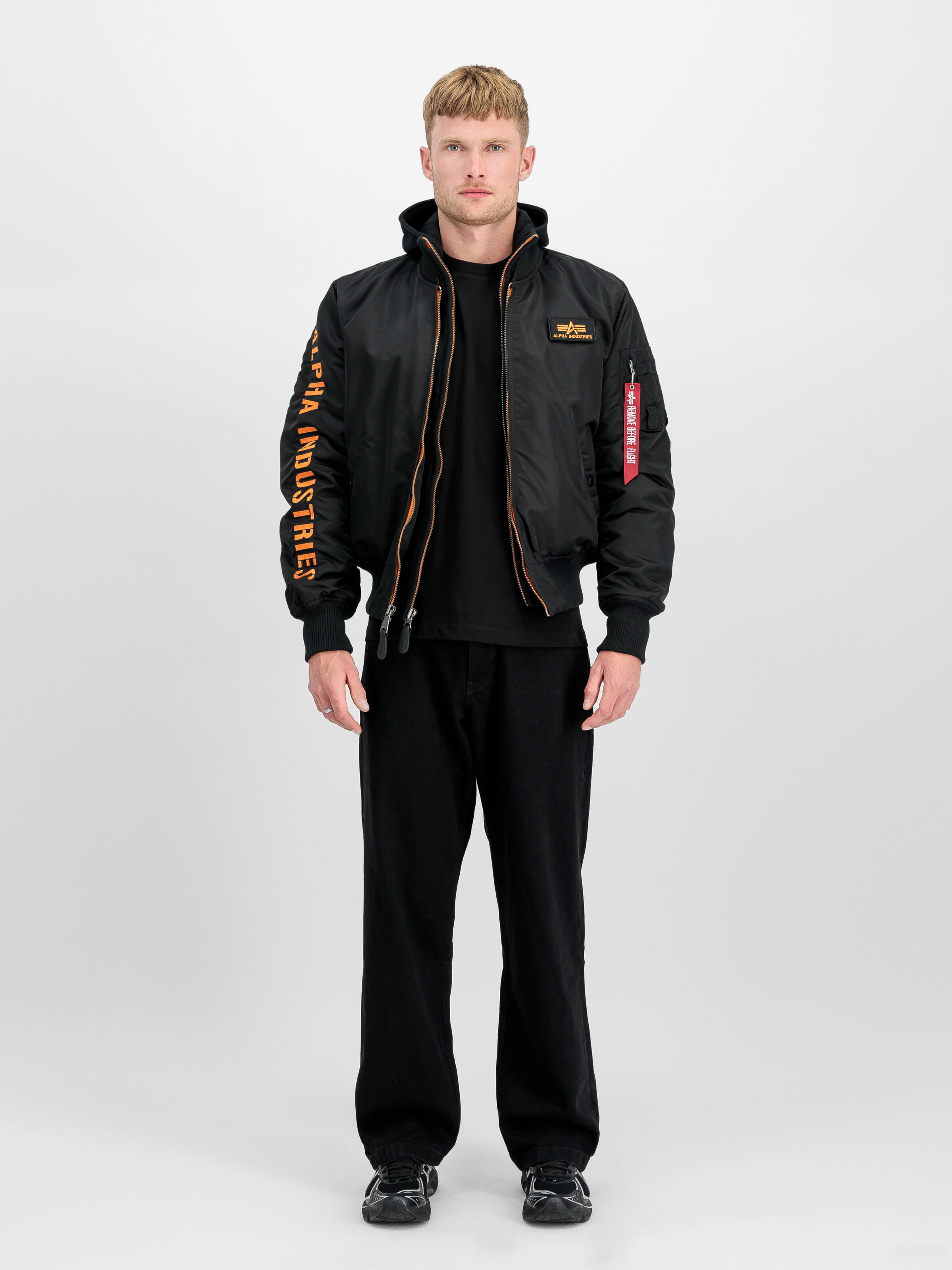 MA-1 D-Tec Sleeve Embroidery Bomber Jacket black/orange 133104_241_2_model_00001_191072