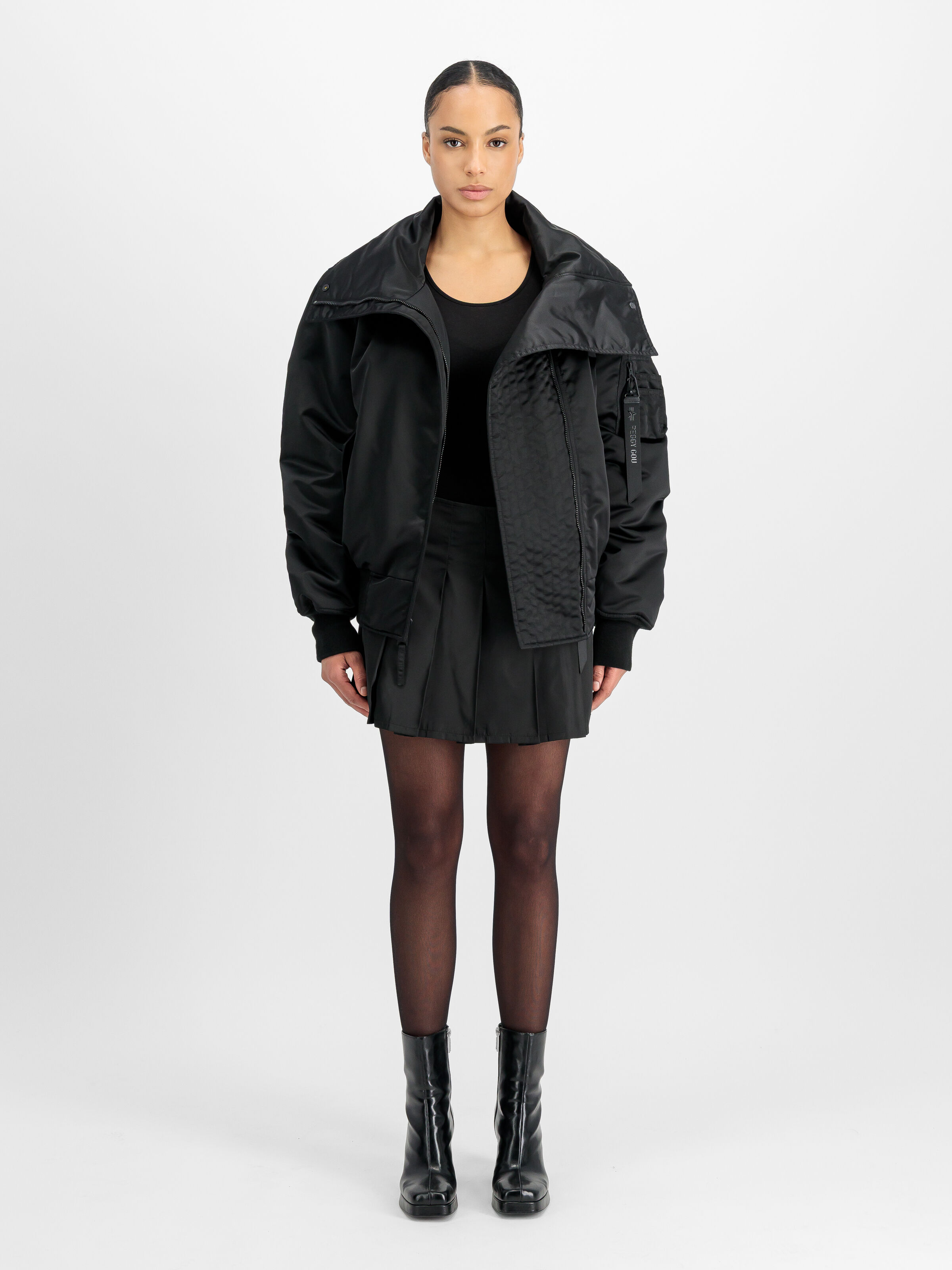 ALPHA x PEGGY GOU Cocoon Bomber Jacket black 258002_03_2_model_00001_202304
