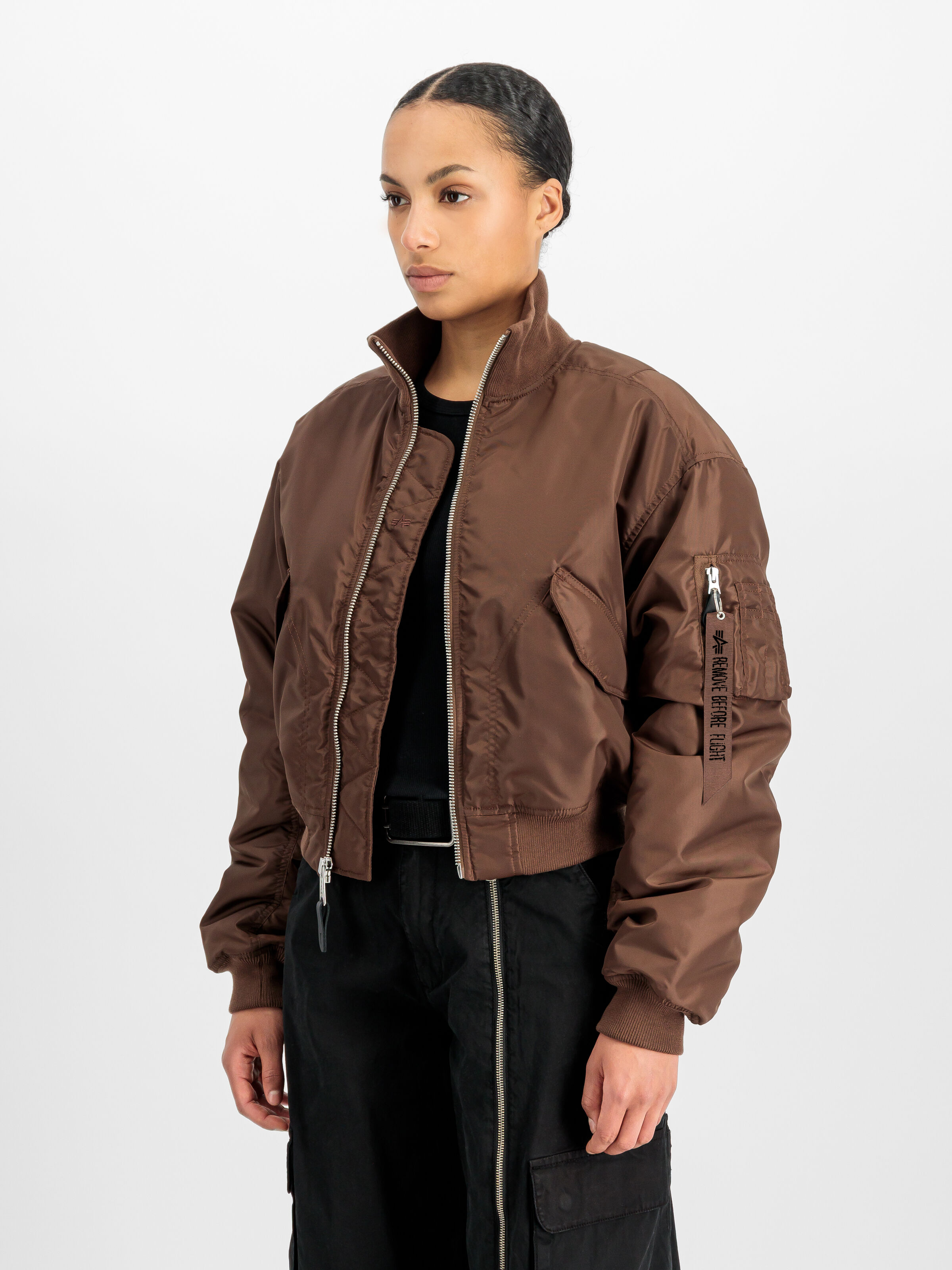 MA-1 Cropped Bomber Jacket Women powder brown 258010_204_2_model_00002_229759