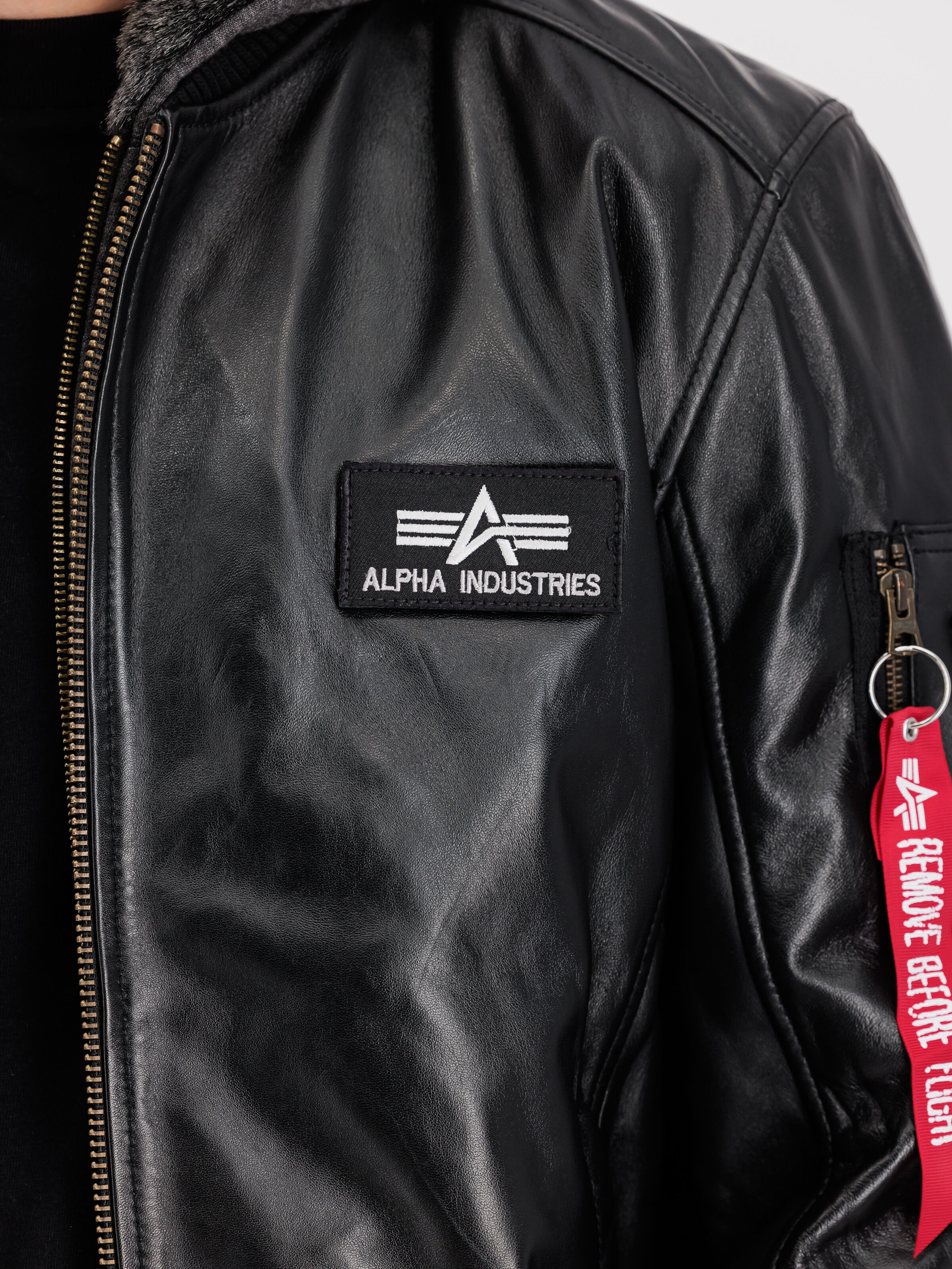 MA-1 D-Tec Leather Bomber Jacket black 193129_03_3_detail_00001_125404