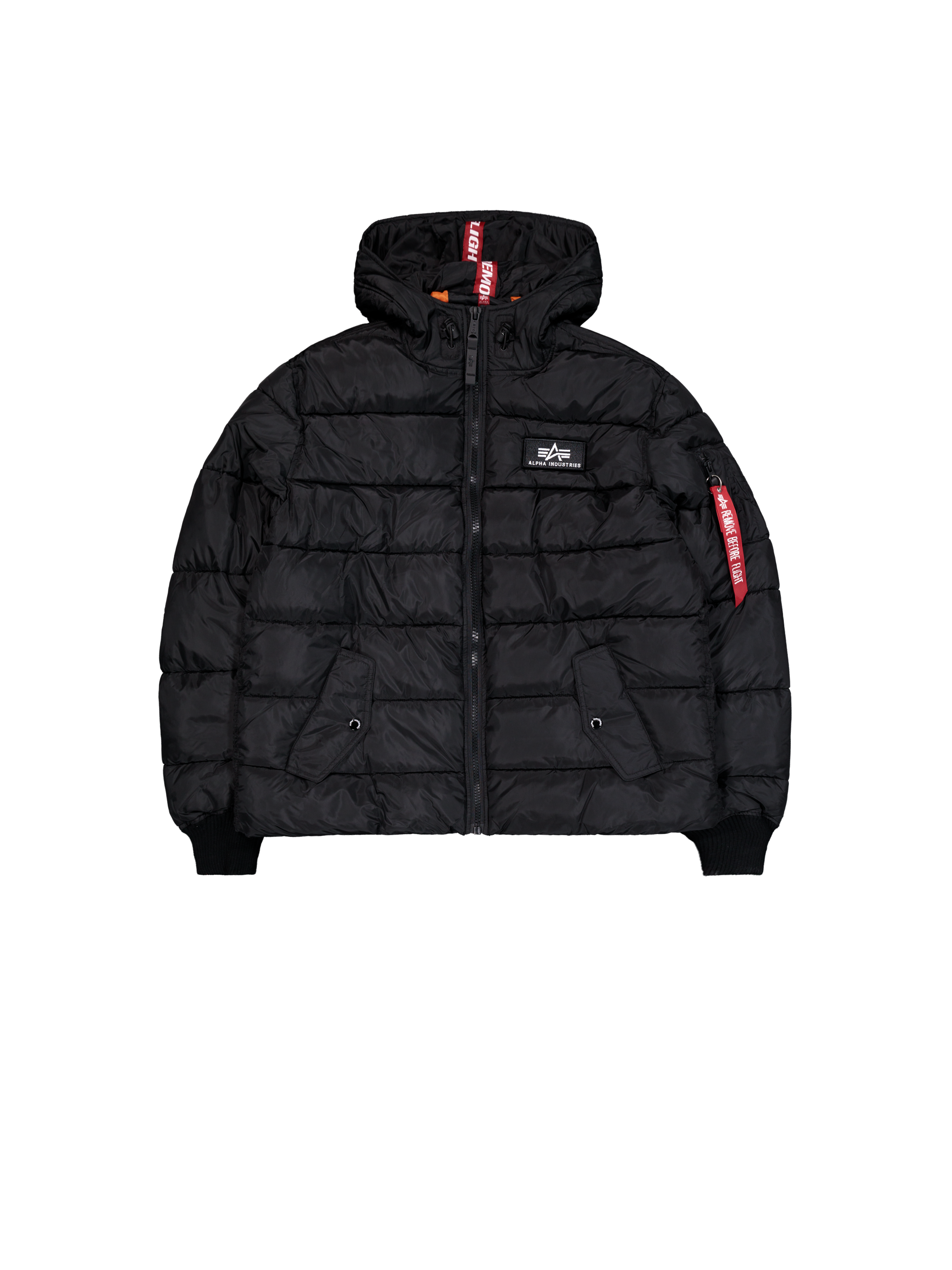 Hooded Puffer Alpha Faux Down Winter Jacket black