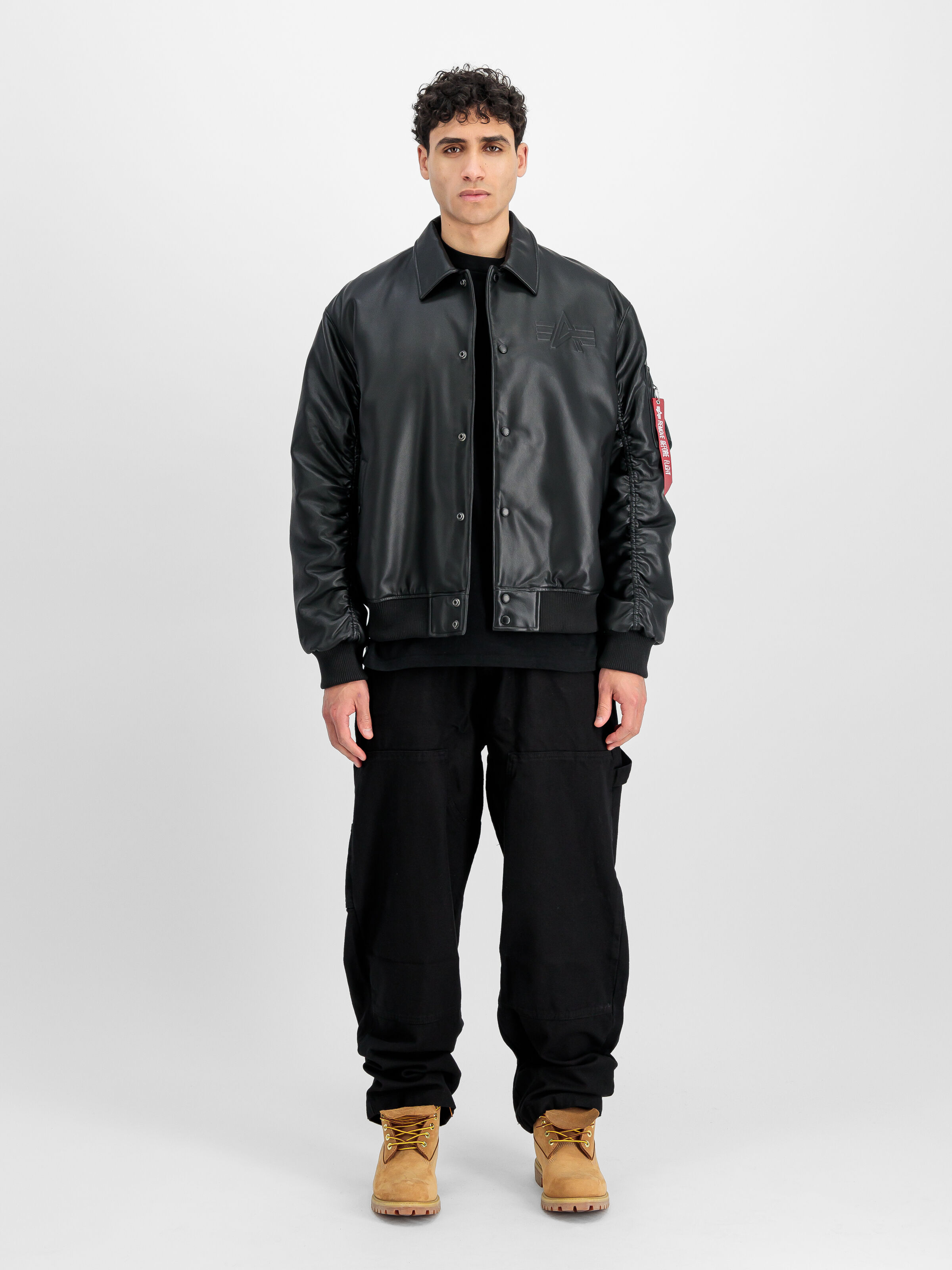 PU College Bomber Jacket black 258109_03_2_model_00001_162270