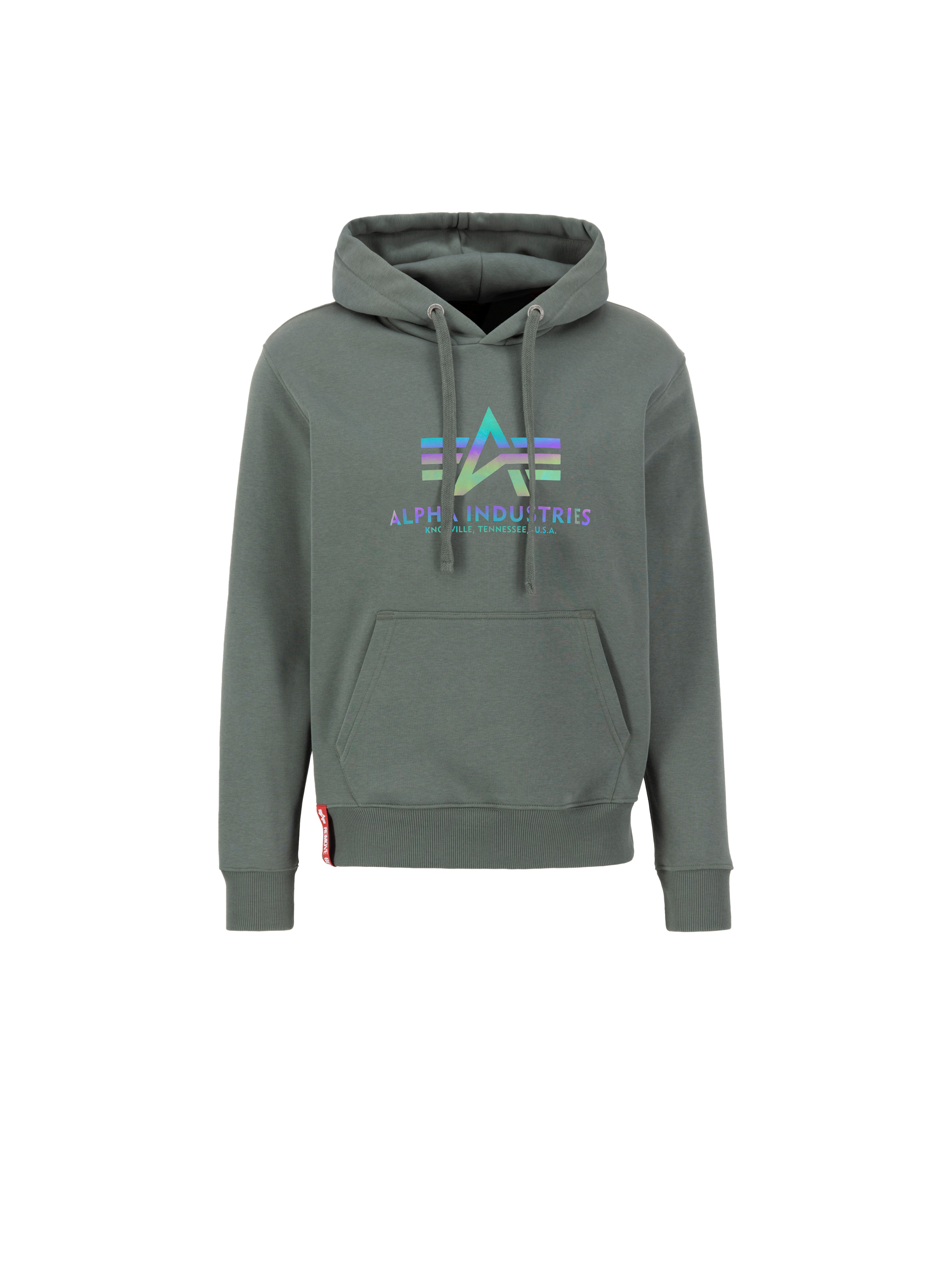 Basic Rainbow Reflective Print Hoodie vintage green 178312RR_432_1_flatlay_00001_194452.png