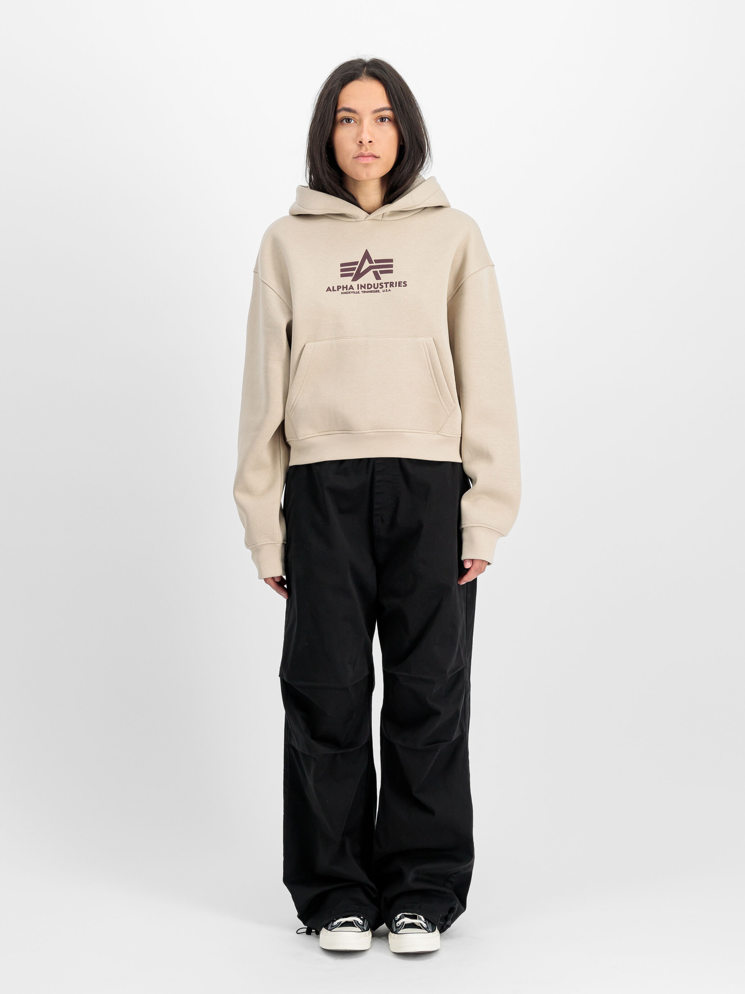 Basic Big Logo Puff Print Hoodie Women organic beige 258040_627_2_model_00001_165896