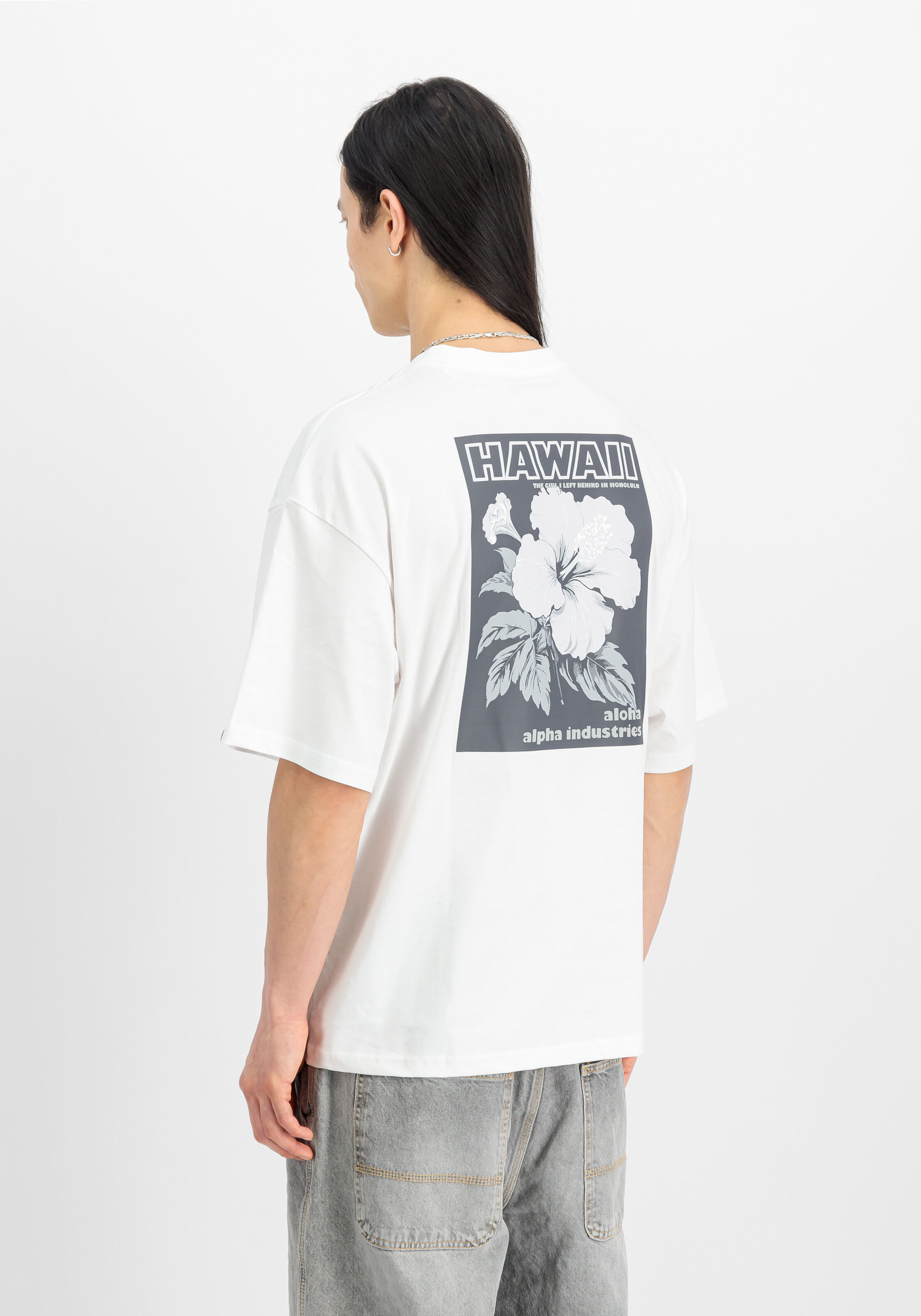 Aloha Flower Backprint T-Shirt white/black 156523_92_2_model_00004_146867