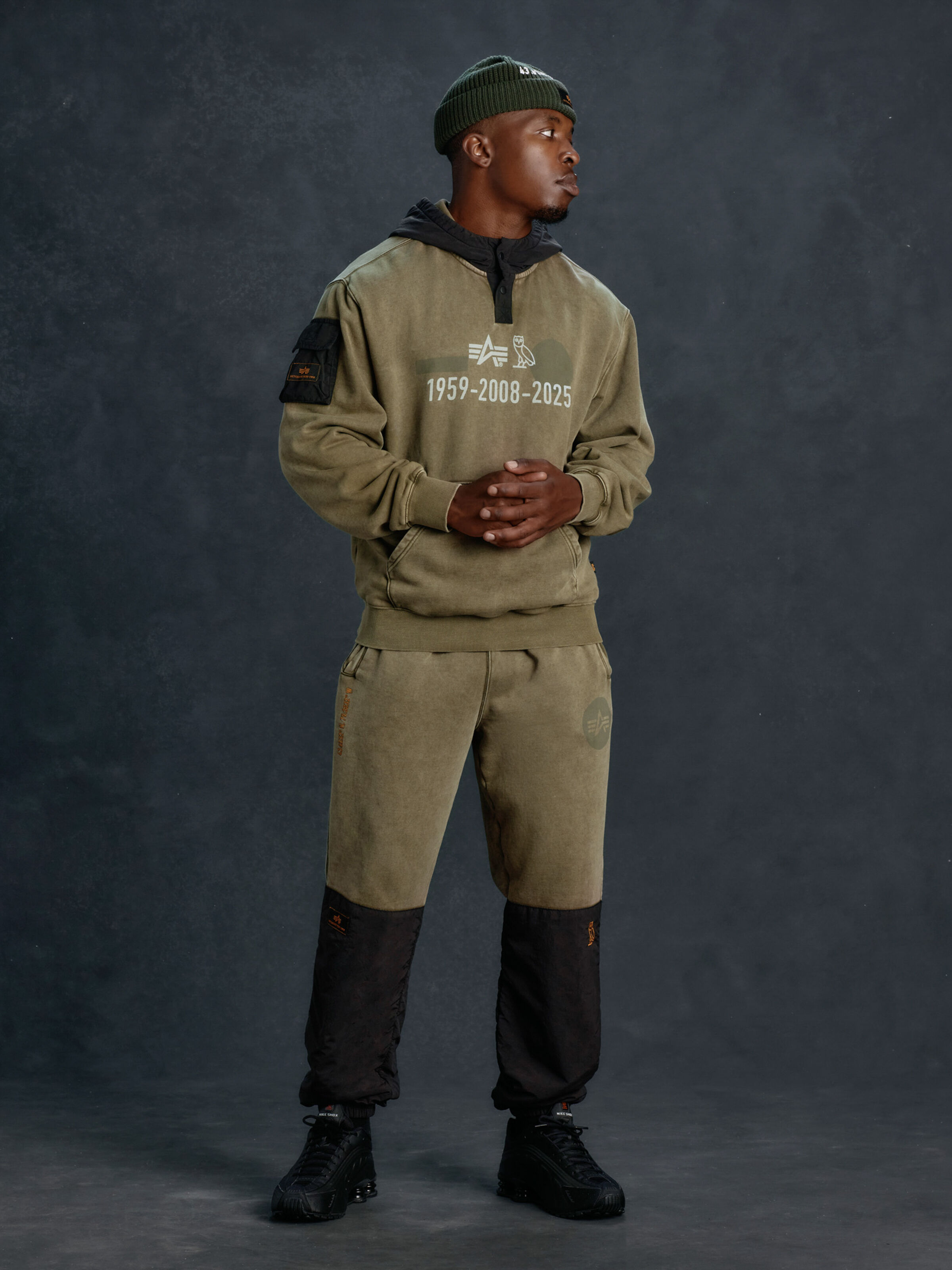ALPHA x OVO Garment Dye Fleece Pant olive 258016_11_2_model_00001_195904