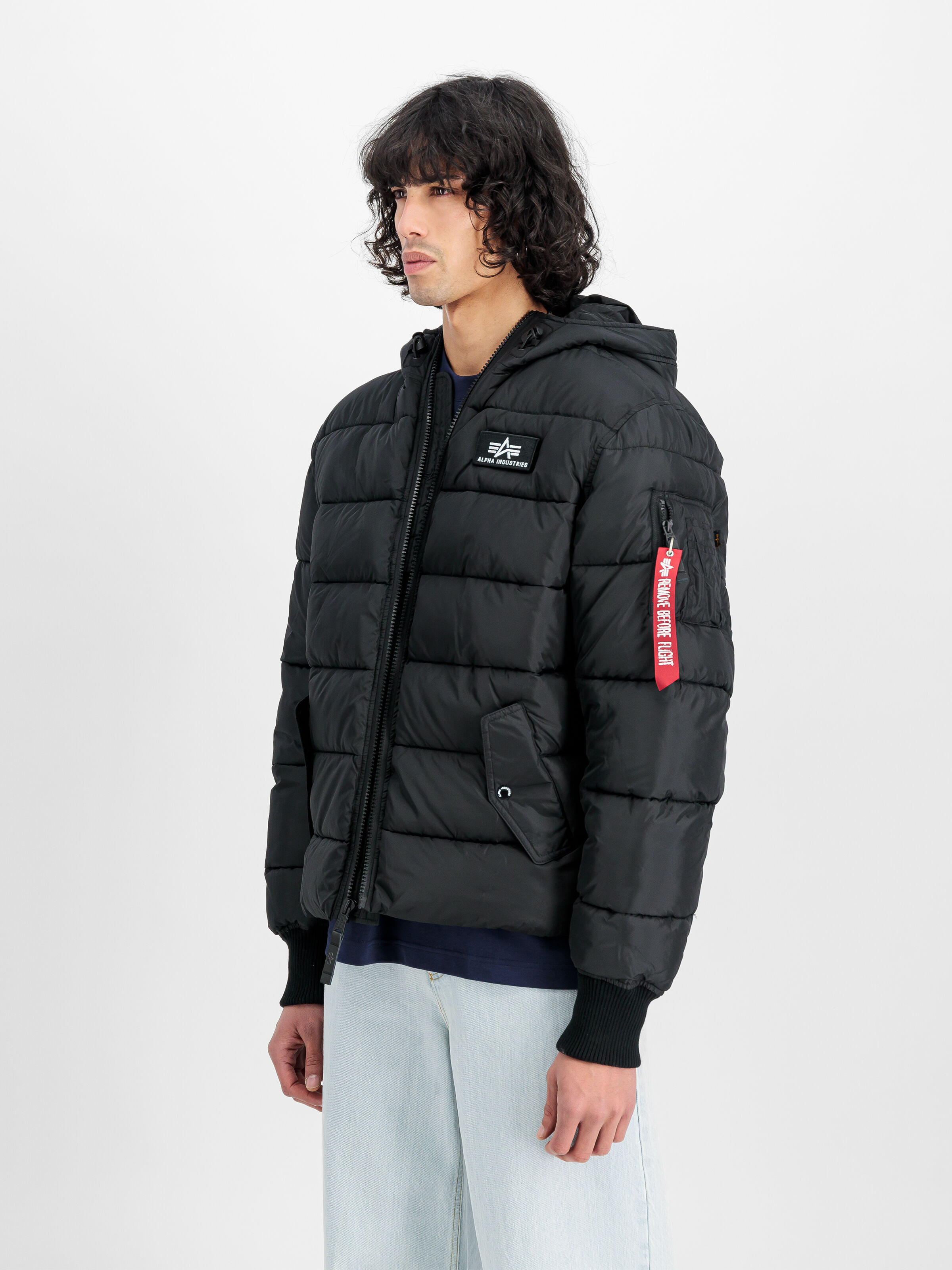 Hooded Puffer Alpha Faux Down Winter Jacket black 118113_03_2_model_00003_128368