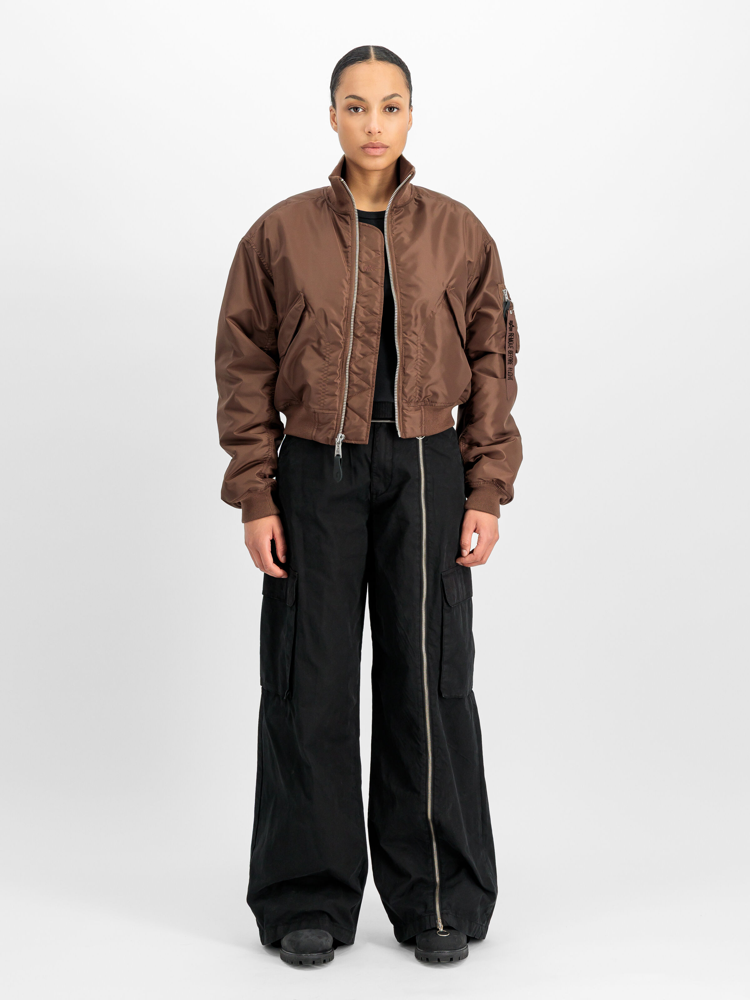 MA-1 Cropped Bomber Jacket Women powder brown 258010_204_2_model_00001_229758