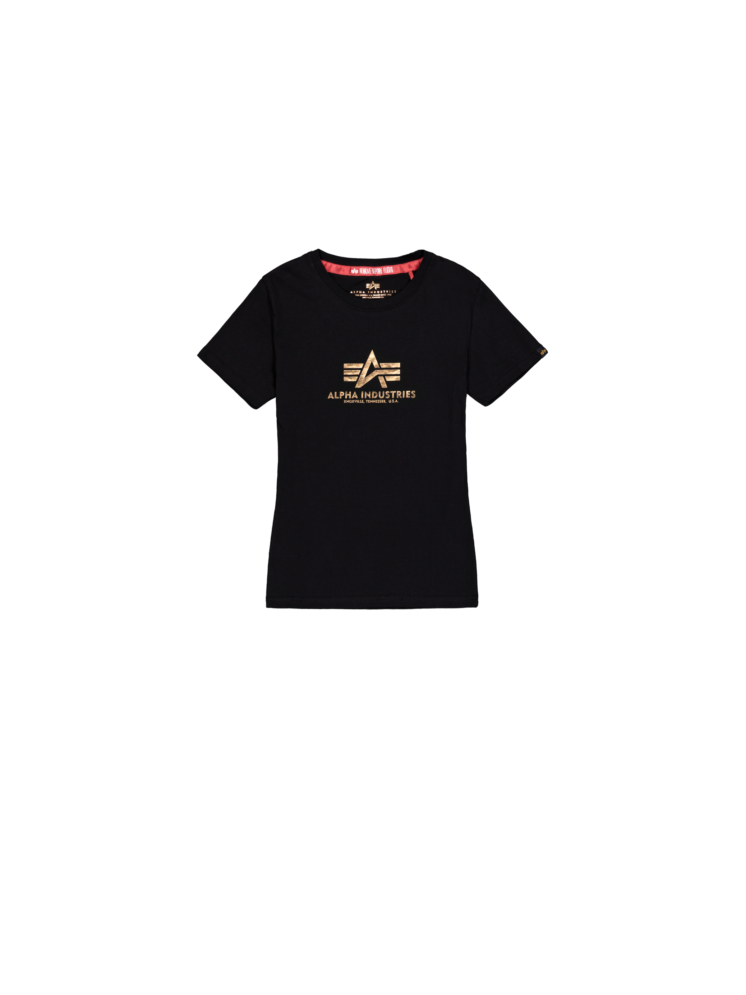 New Basic Big Logo Foil Print T-Shirt Women black/gold 196051FP_365_1_flatlay_00001_222218.png