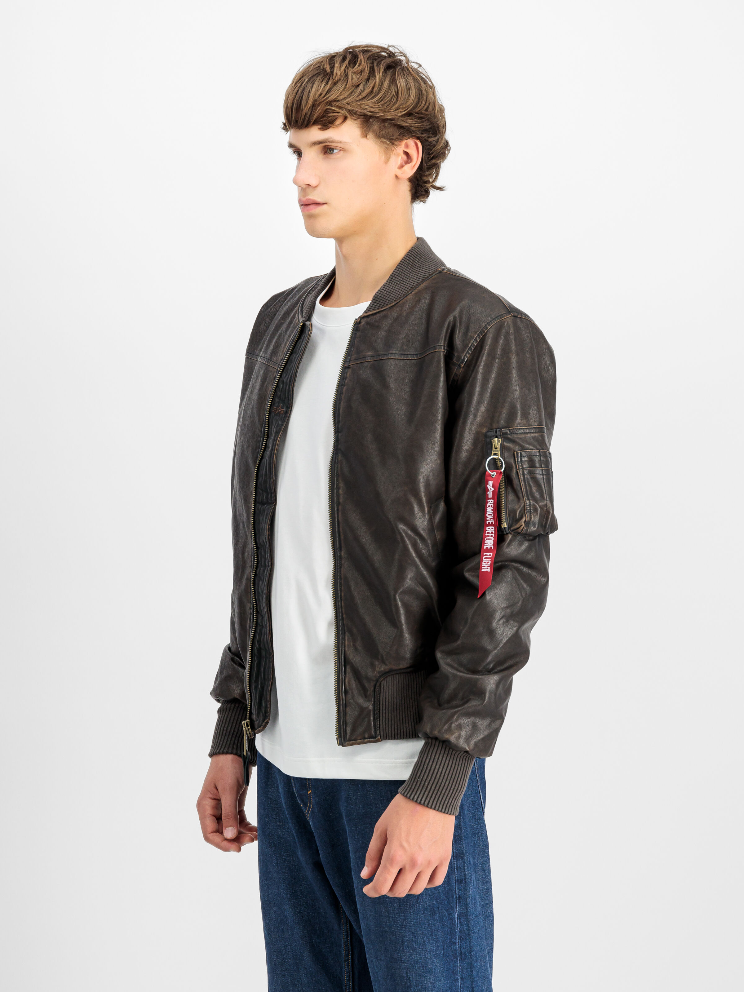MA-1 Faux Leather Vintage Bomber Jacket vintage brown 148131_250_2_model_00003_107567