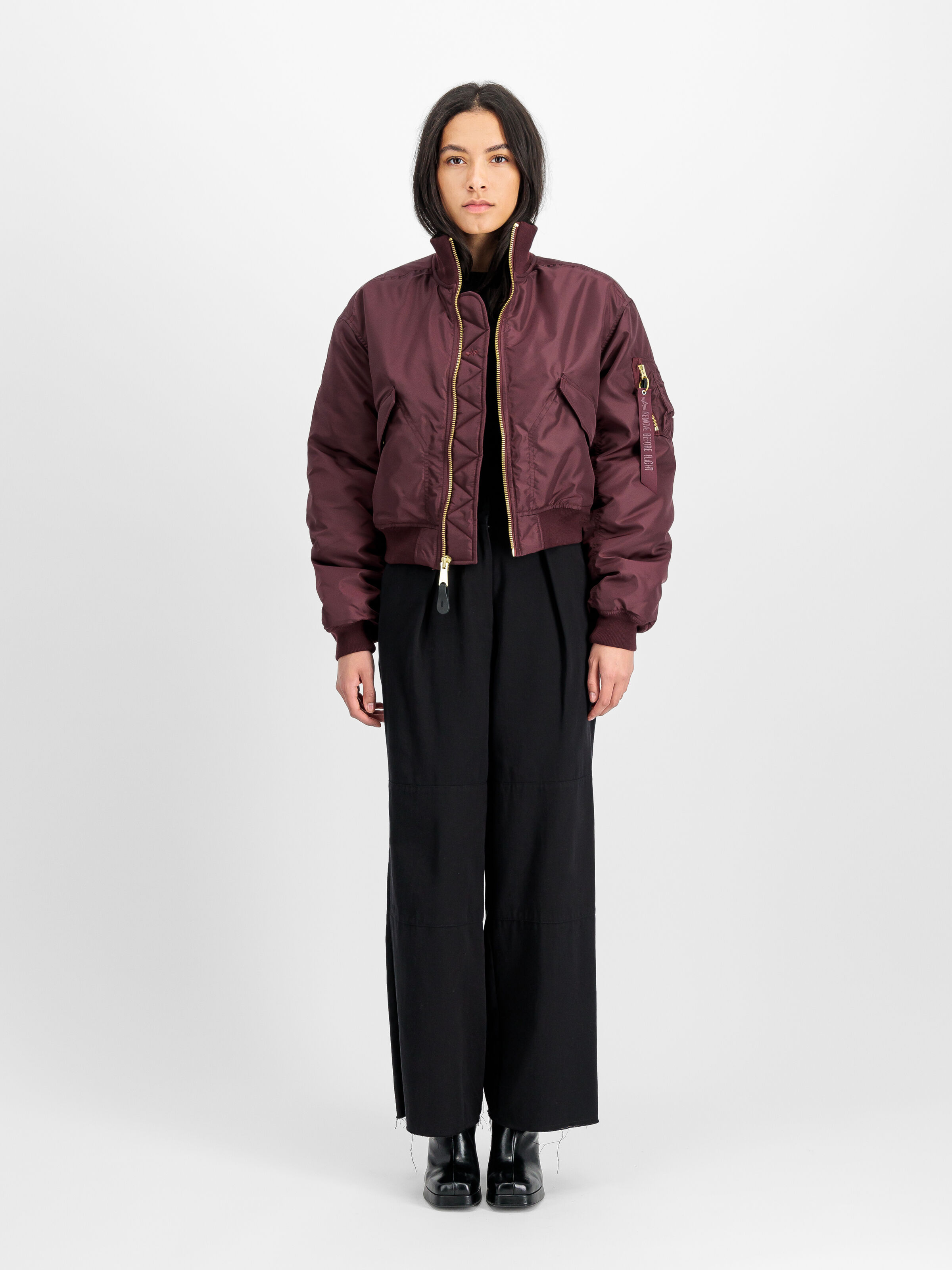 MA-1 Cropped Bomber Jacket Women dark cherry 258010_608_2_model_00001_165160