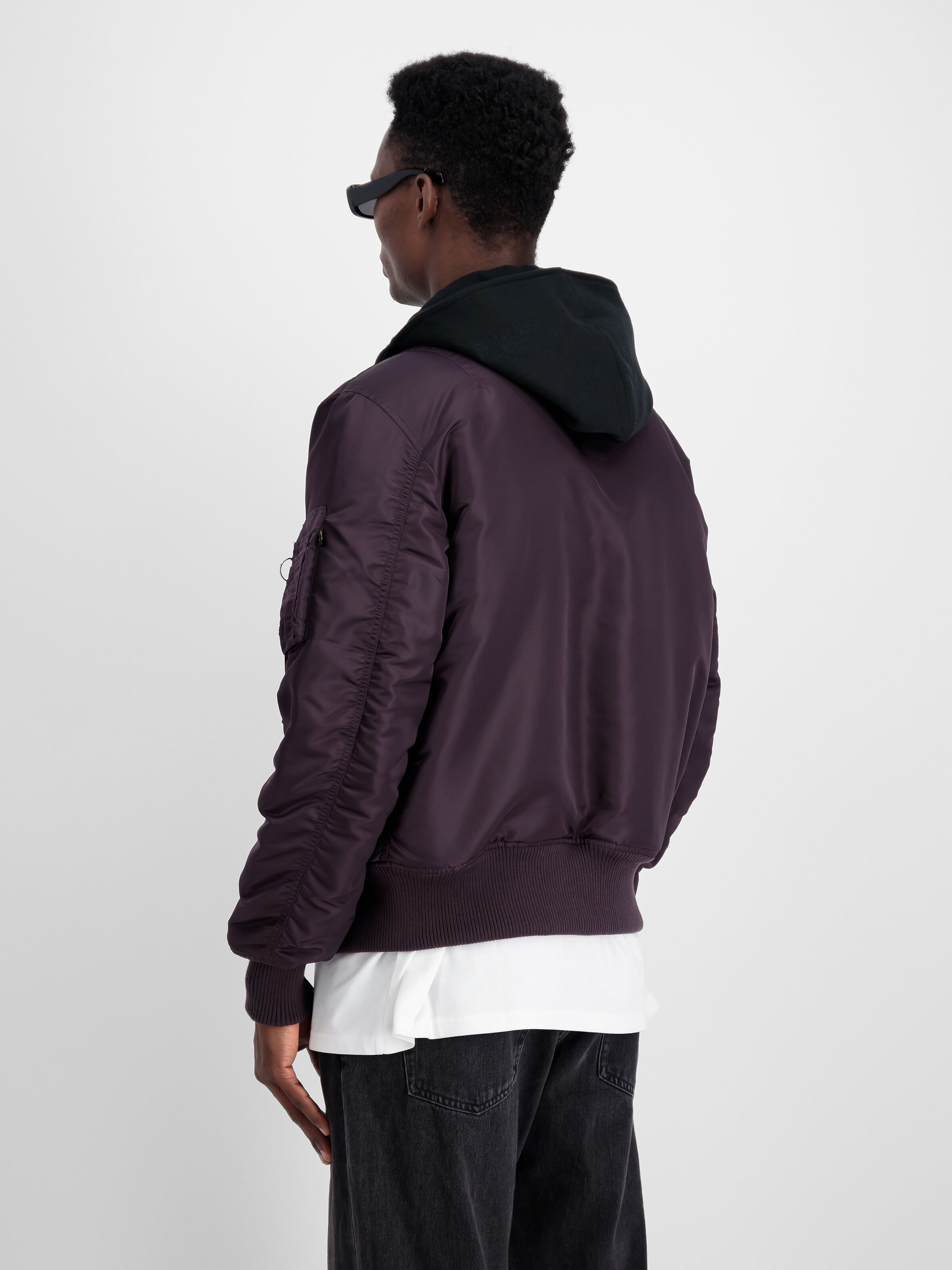 MA-1 D-Tec Hood Bomber Jacket Plum 183110_719_2_model_00004_97441