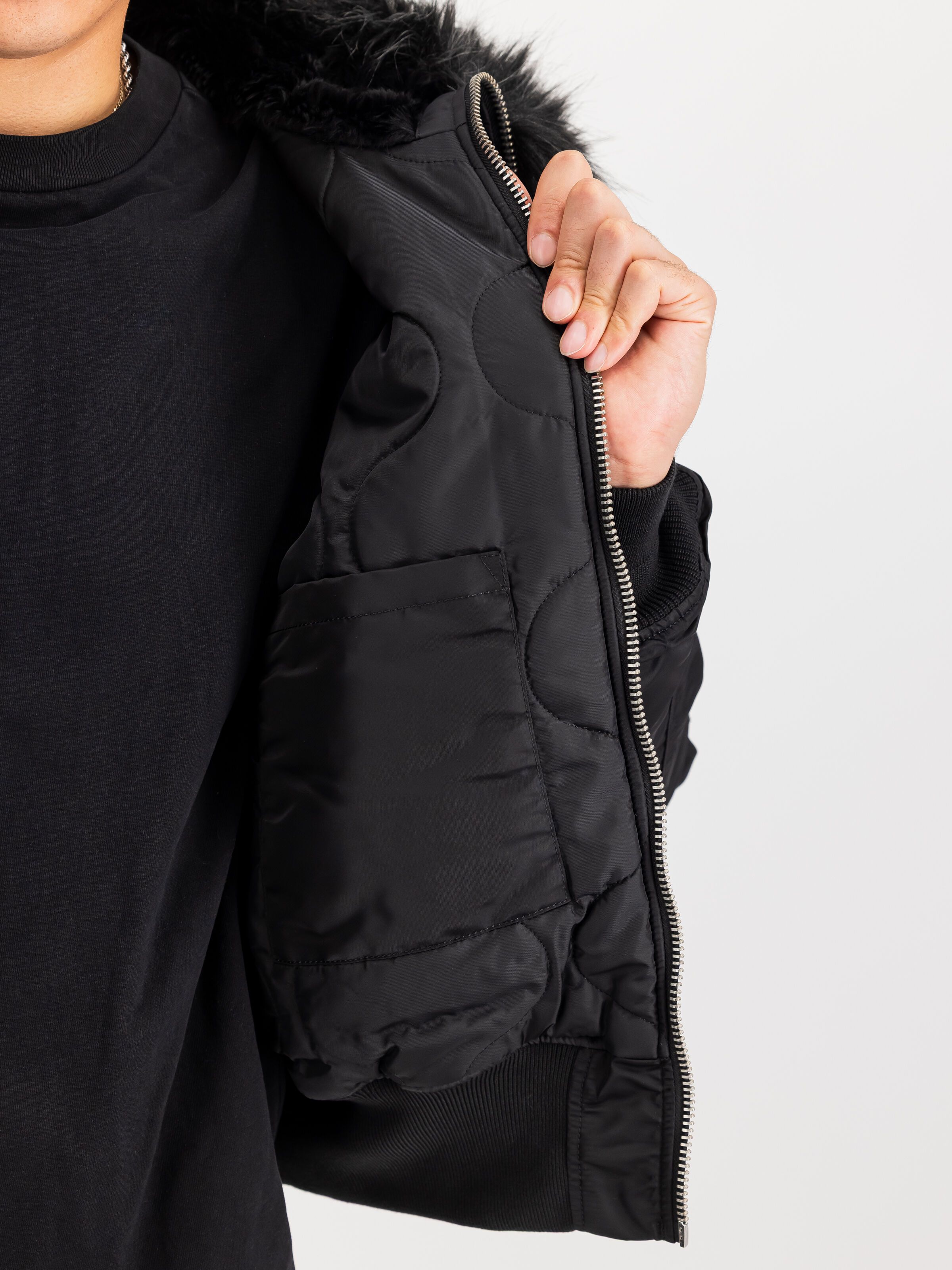 45/P Hooded Custom Bomber Jacket black/black 113145_515_3_detail_00002_185668
