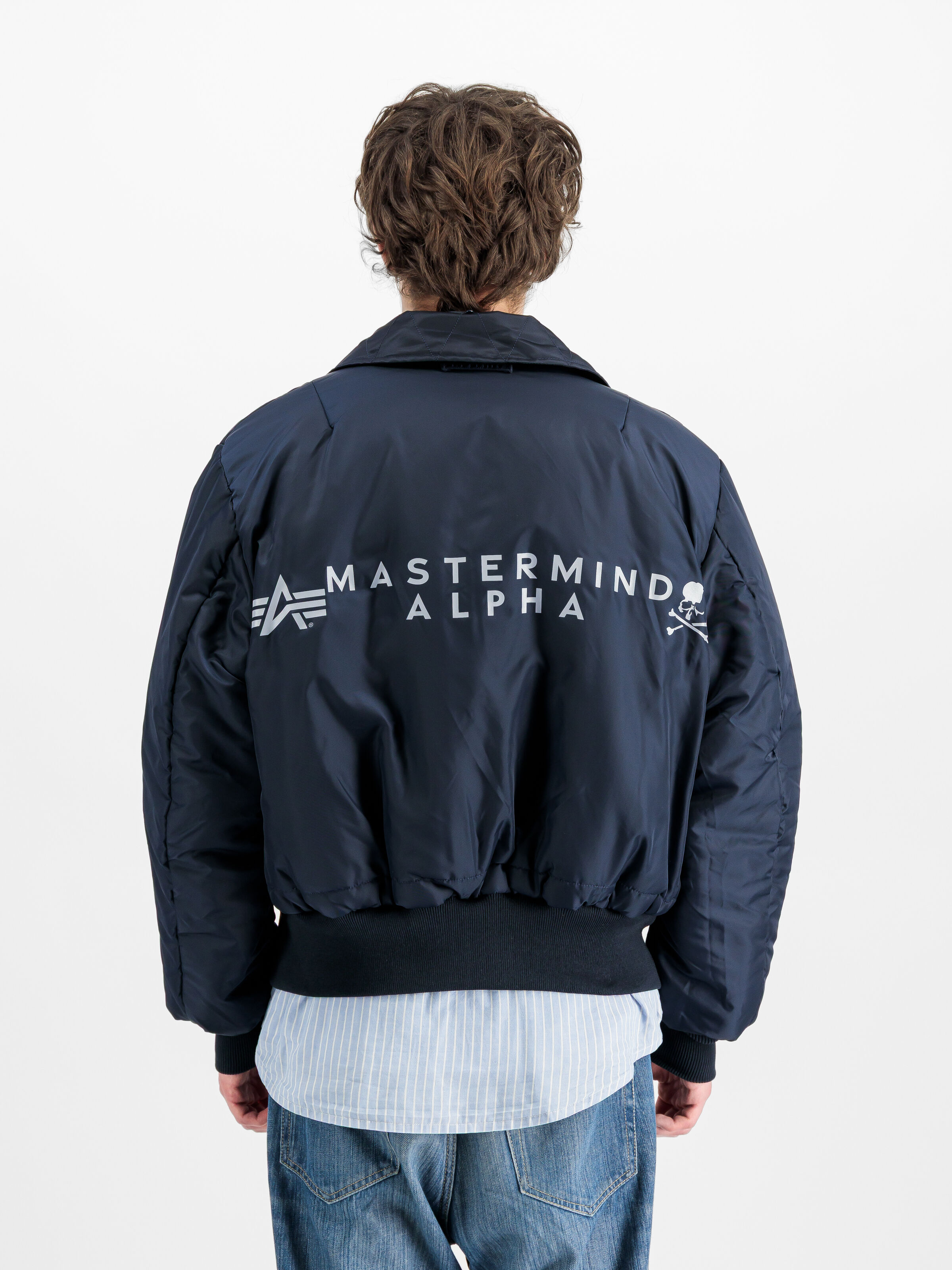 ALPHA x MASTERMIND REVERSIBLE FAUX MOUTON B-15 Bomber Jacket navy 258019_02_3_detail_00002_215772