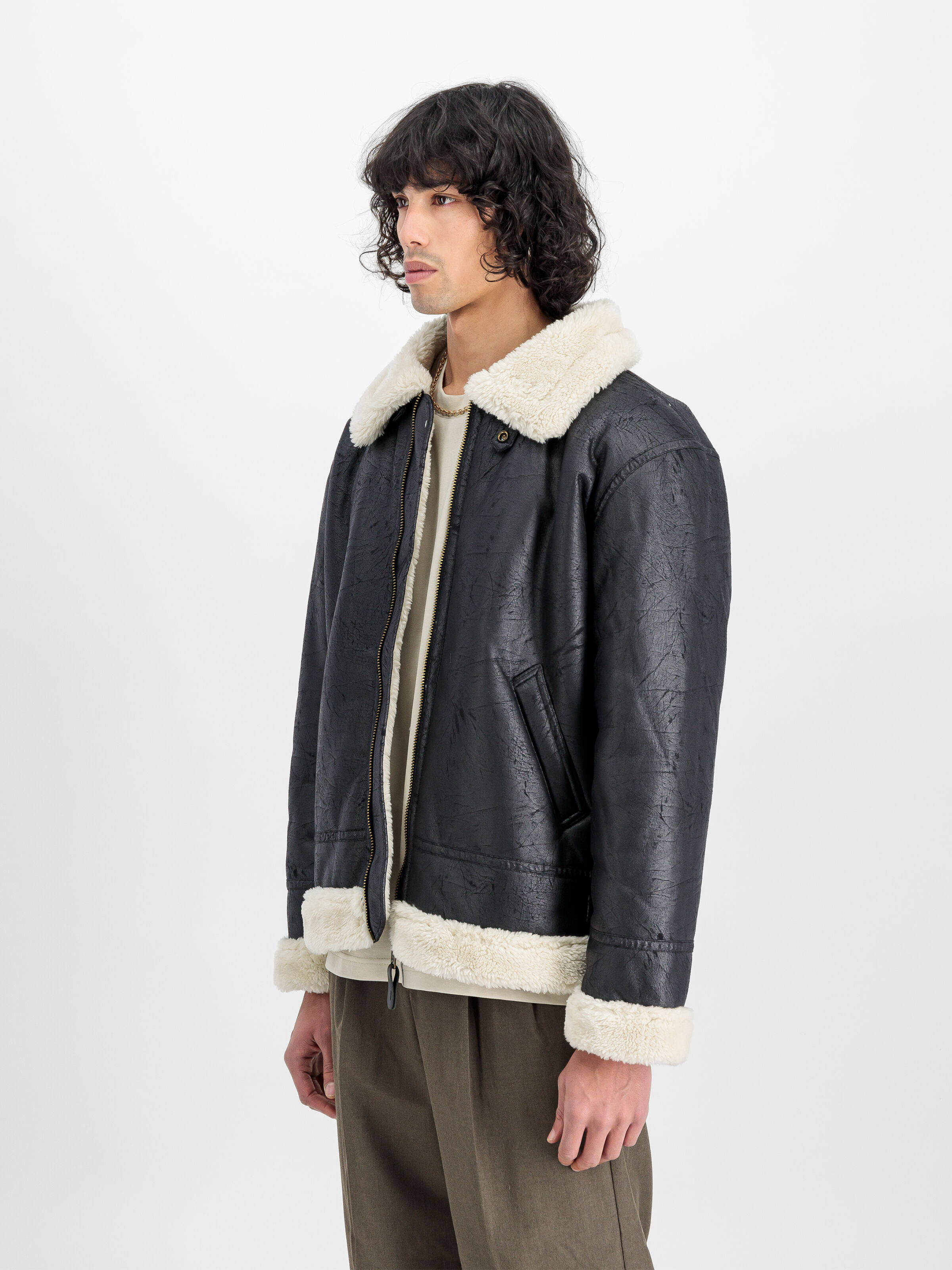 B-3 Faux Leather Bomber Jacket black 143106_03_2_model_00003_128919