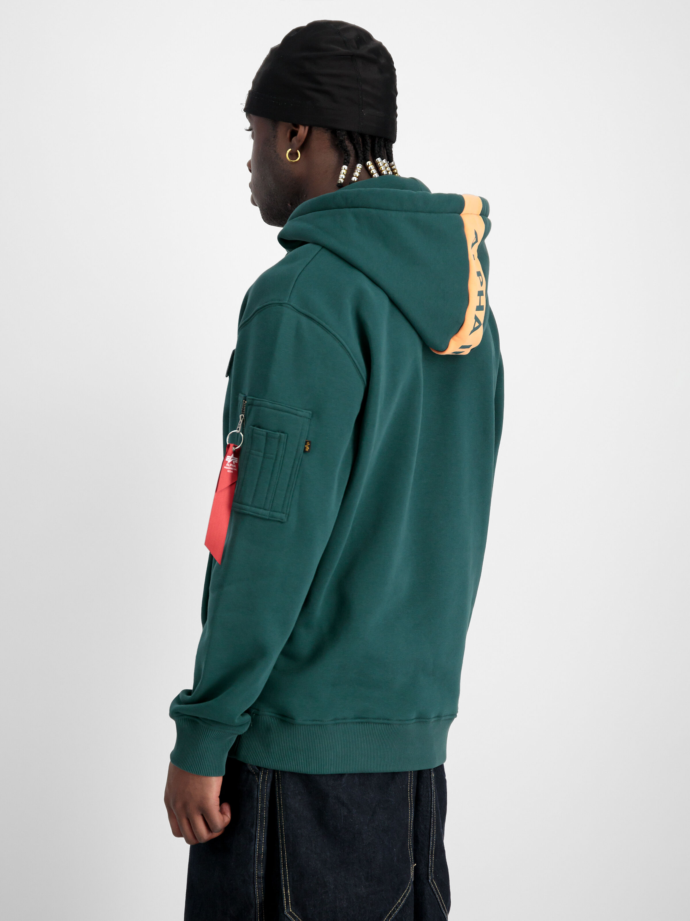 Red Stripe Hoodie Force Green 178314_720_2_model_00004_129319