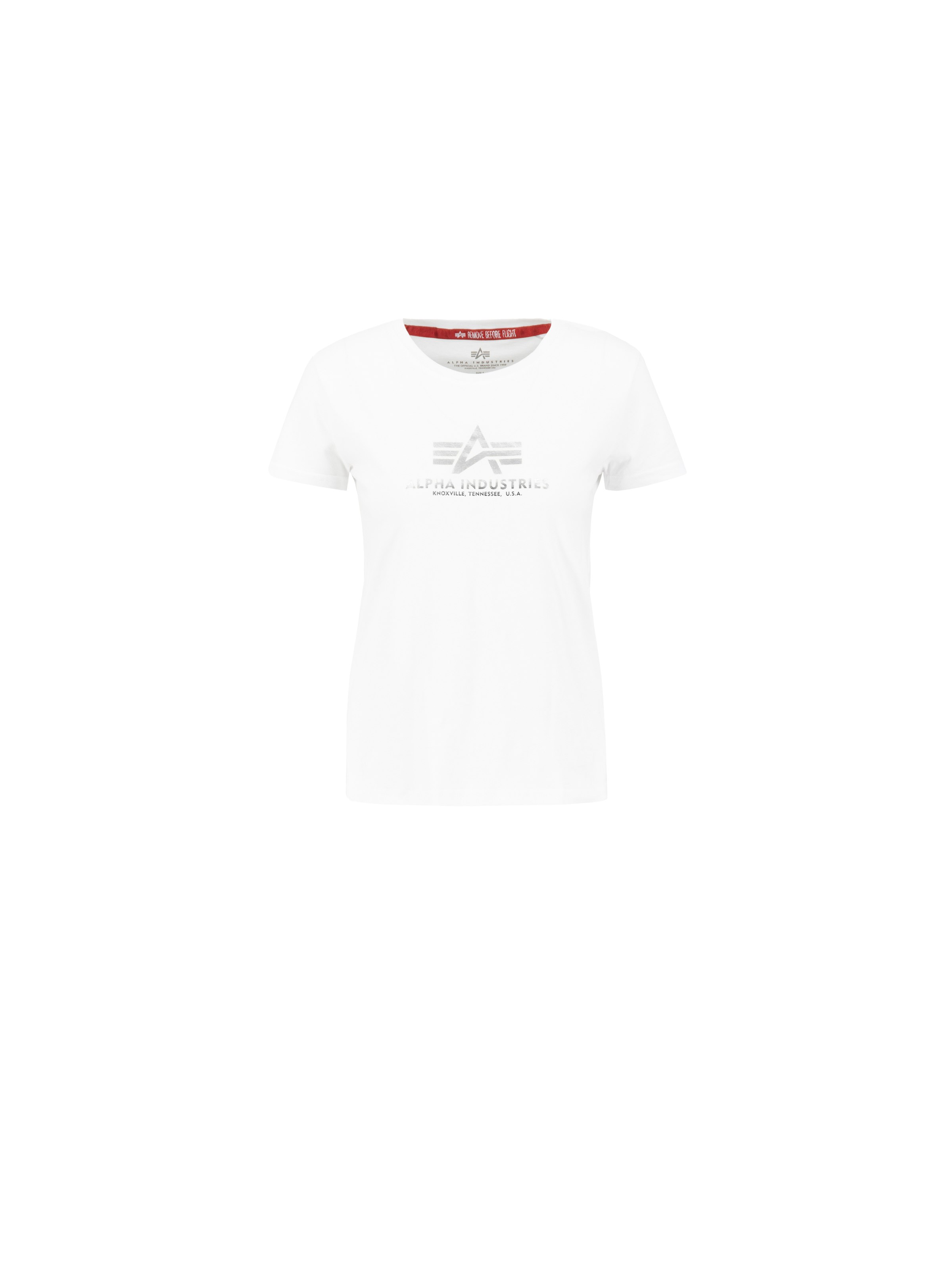 New Basic Big Logo Foil Print T-Shirt Women white/metalsilver 196051FP_532_001_194737.png