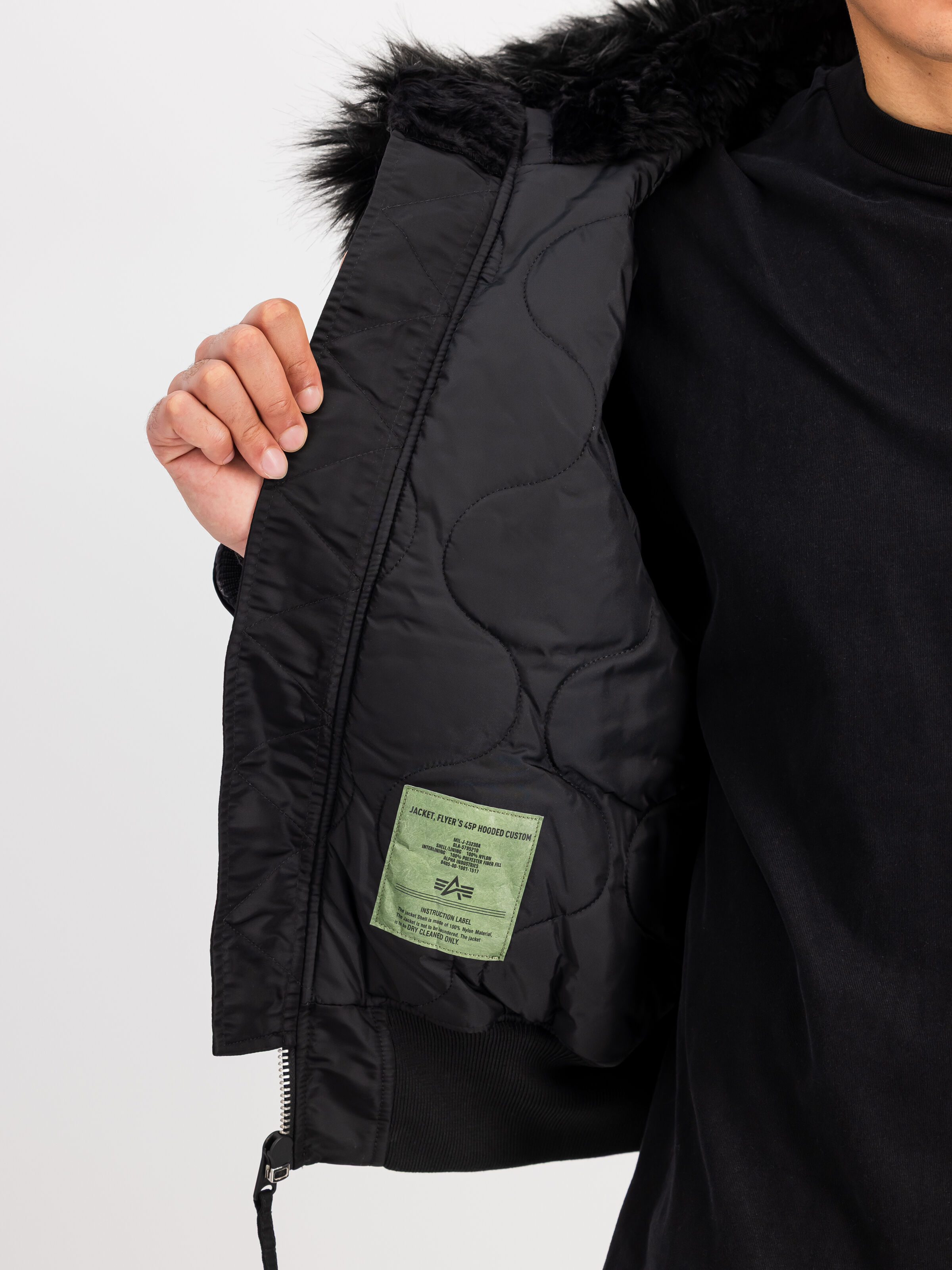 45/P Hooded Custom Bomber Jacket black/black 113145_515_3_detail_00001_185667