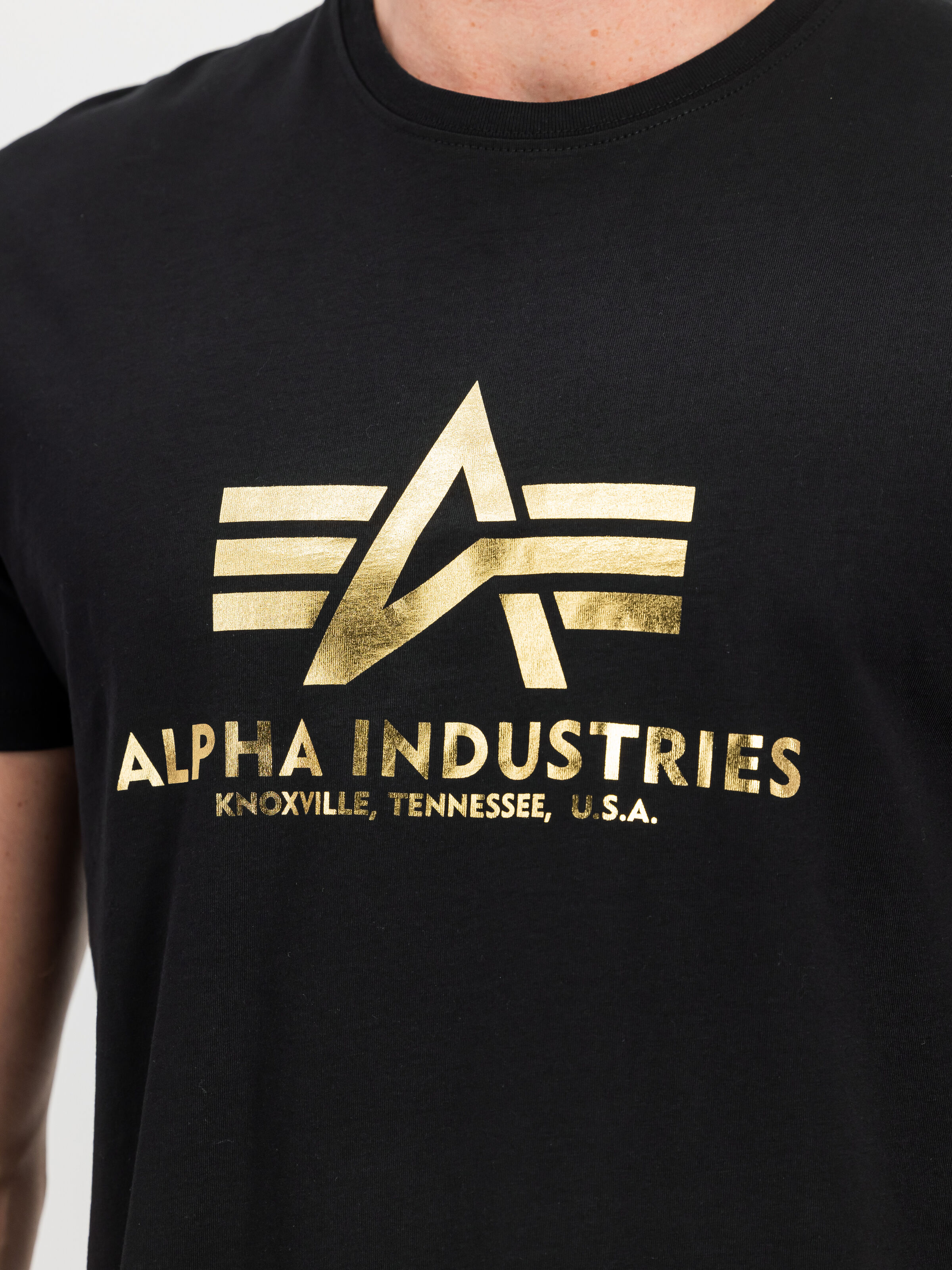Basic Big Logo Foil Print T-Shirt black/yellow gold 100501FP_583_3_detail_00001_190446