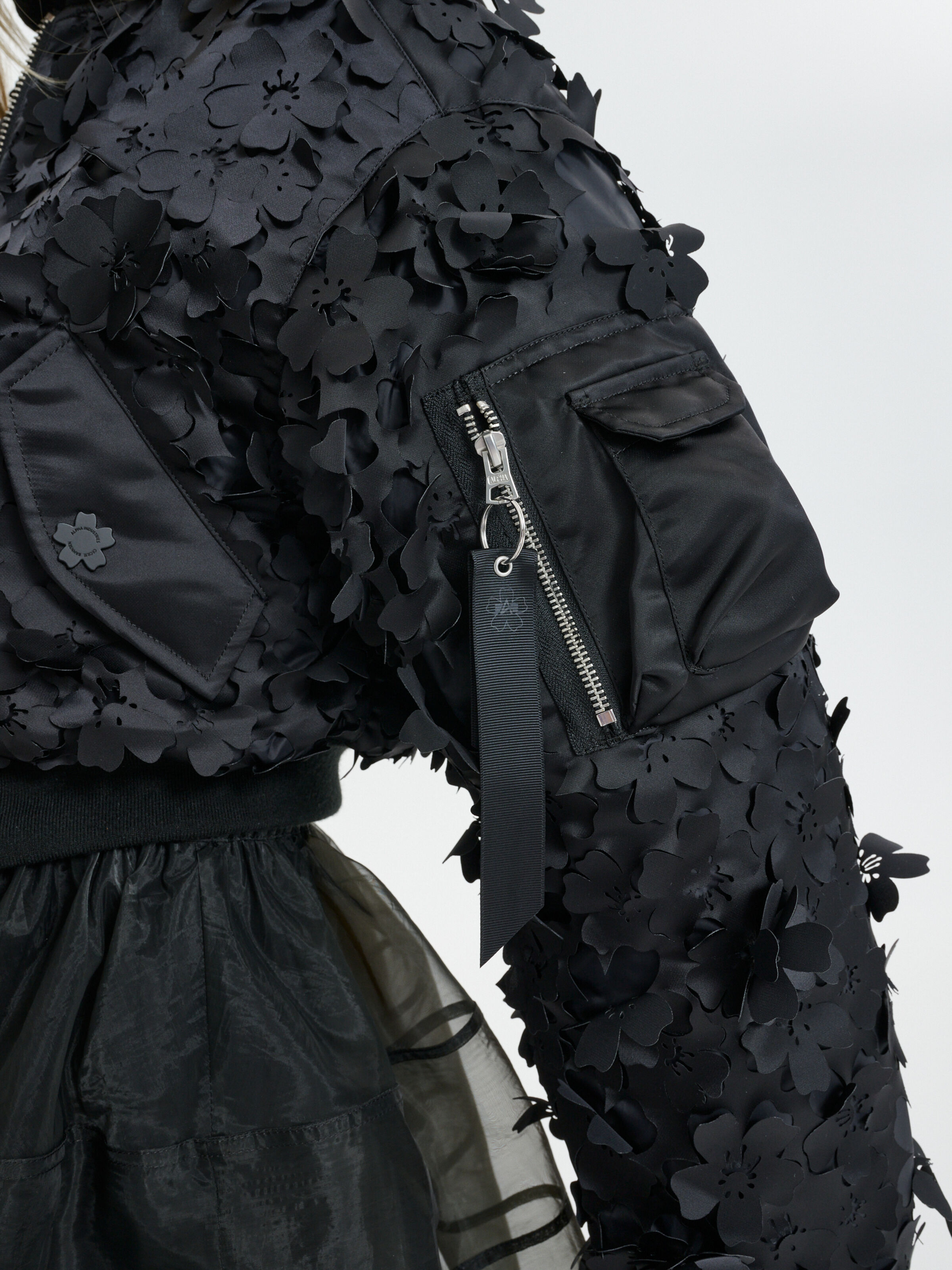 ALPHA x CECILIE BAHNSEN MA-1 CR Laser Cut Bomber Jacket black 766019_03_3_detail_00003_215751