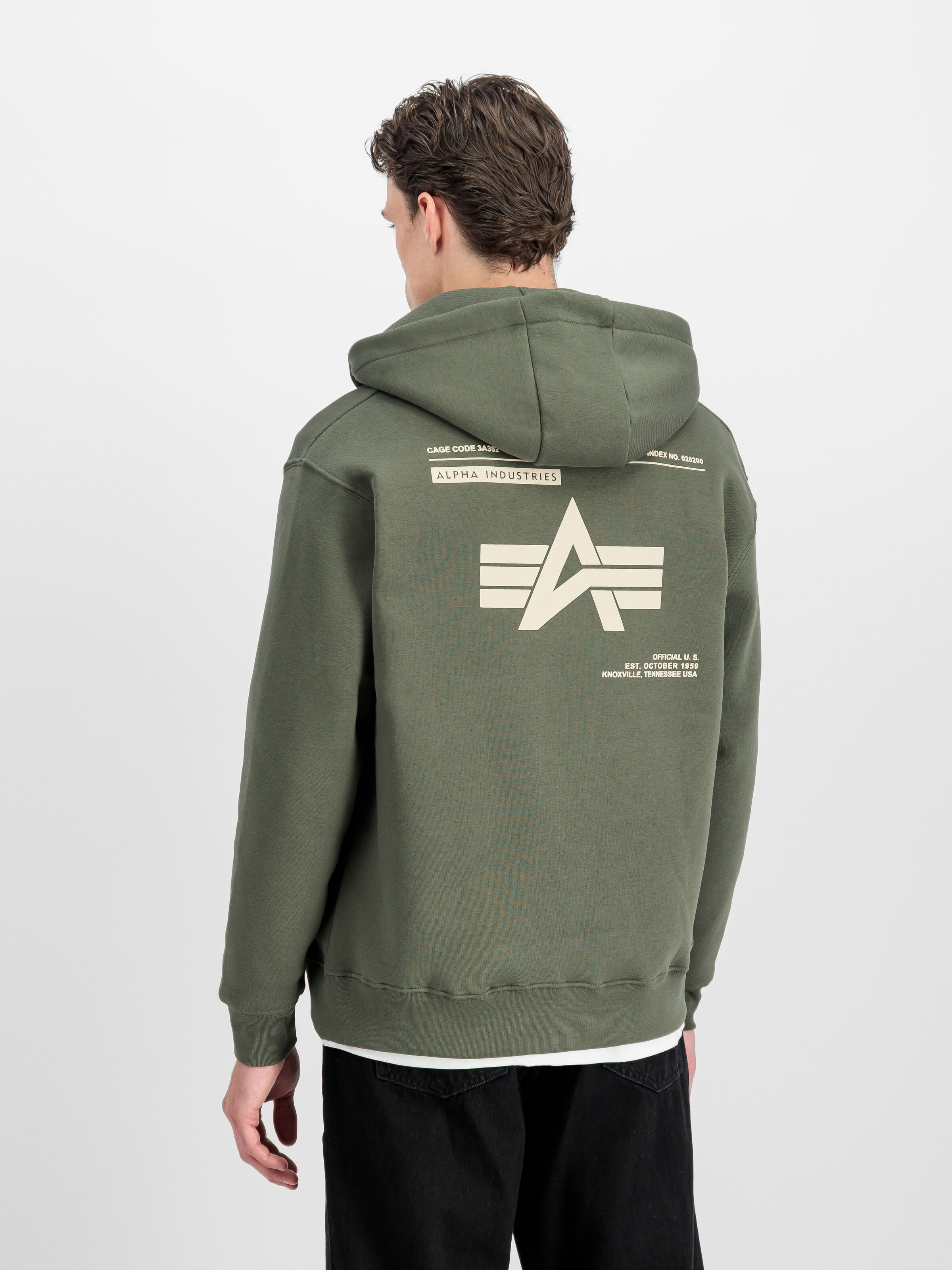 Label Zip Backprint Hoodie dark olive 258342_142_2_model_00003_184256