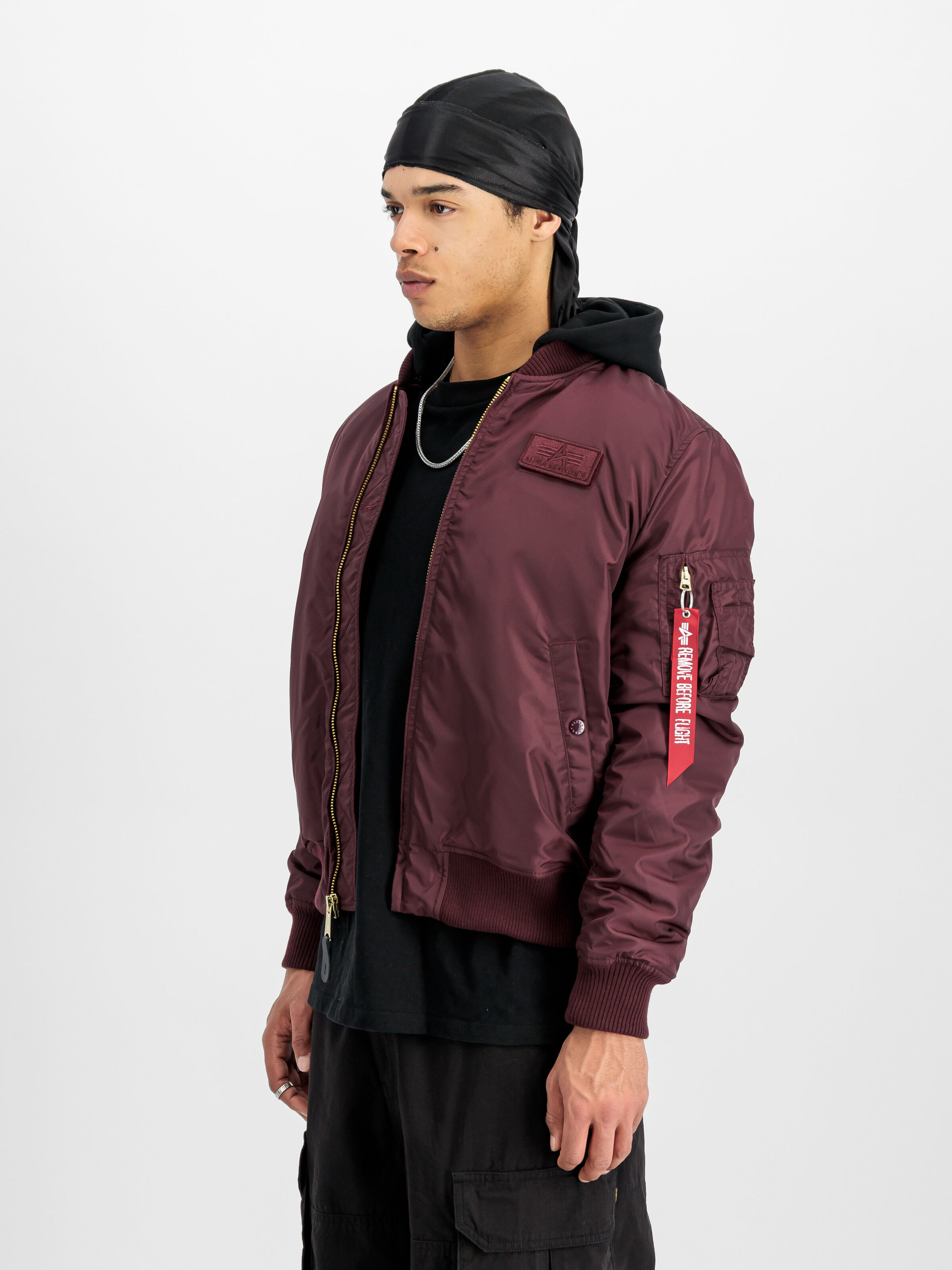 MA-1 TT Hood Two Tone Cold Weather Bomber Jacket dark cherry 258100_608_2_model_00002_161780