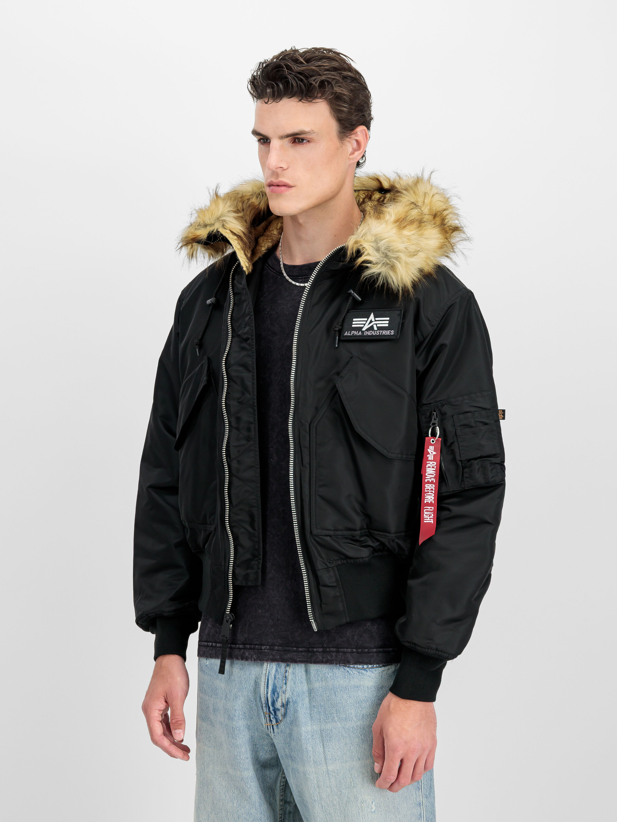 45/P Hooded Custom Bomber Jacket black/reflective 113145_285_2_model_00002_189090