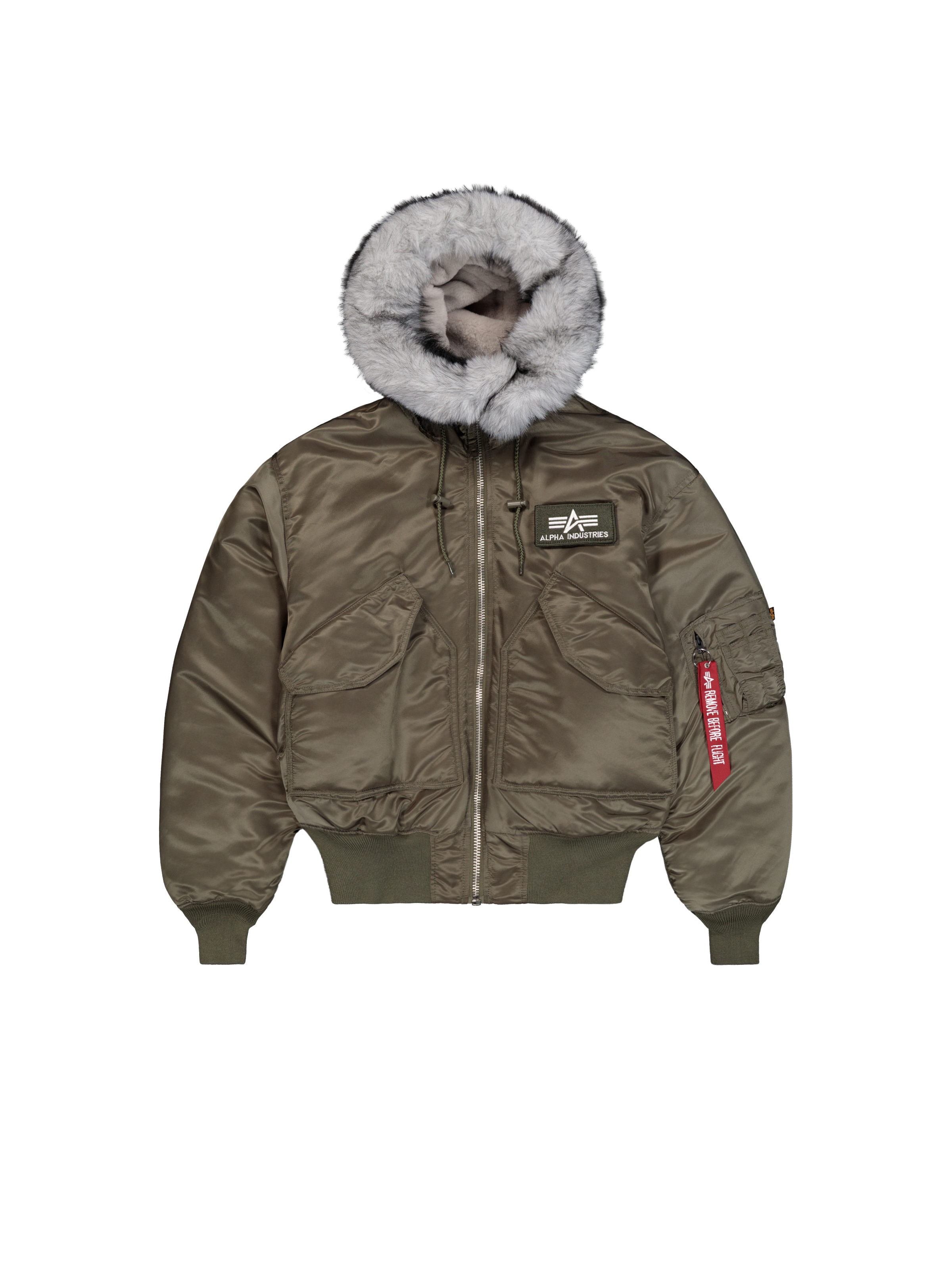 45/P Hooded Custom Bomber Jacket mud olive 113145_443_1_flatlay_00001_225885.png