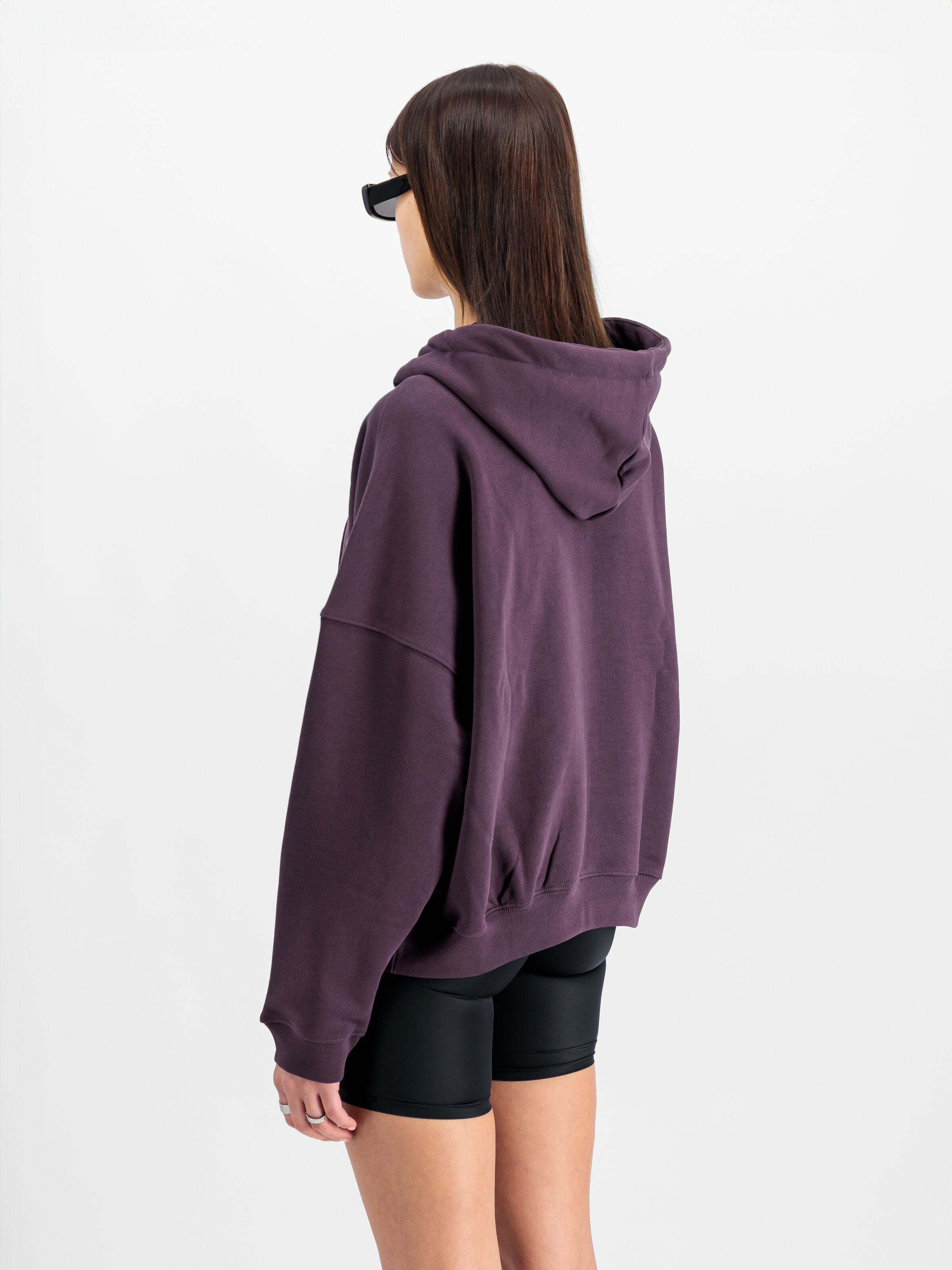 Alpha Essentials Rubber Logo Hoodie Women Plum 146041_719_2_model_00004_103893