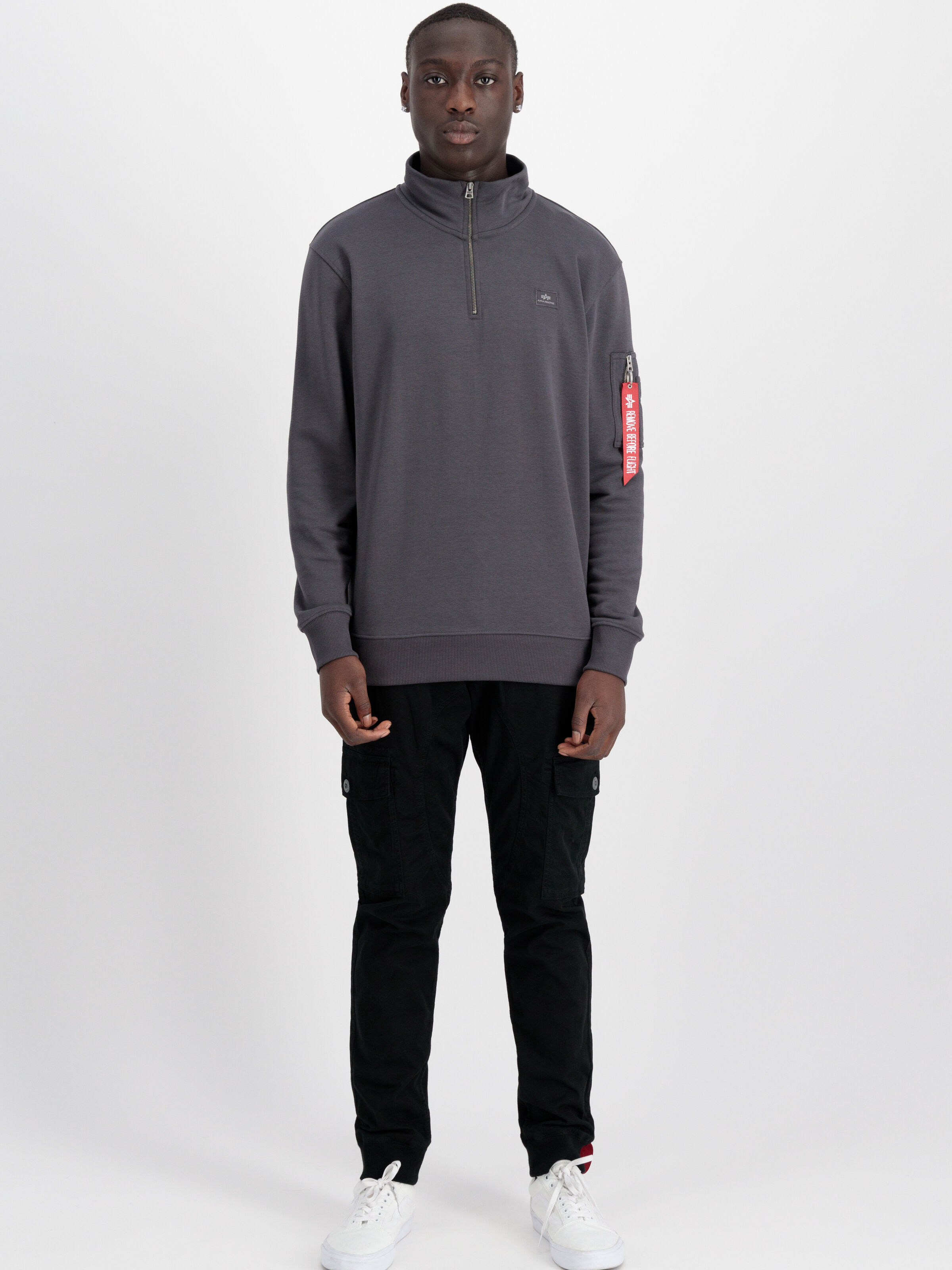 X-Fit Half Zip Sweatshirt vintage grey 108310_684_alpha_industries_x-fit_half_zip_sweater_00003_183040