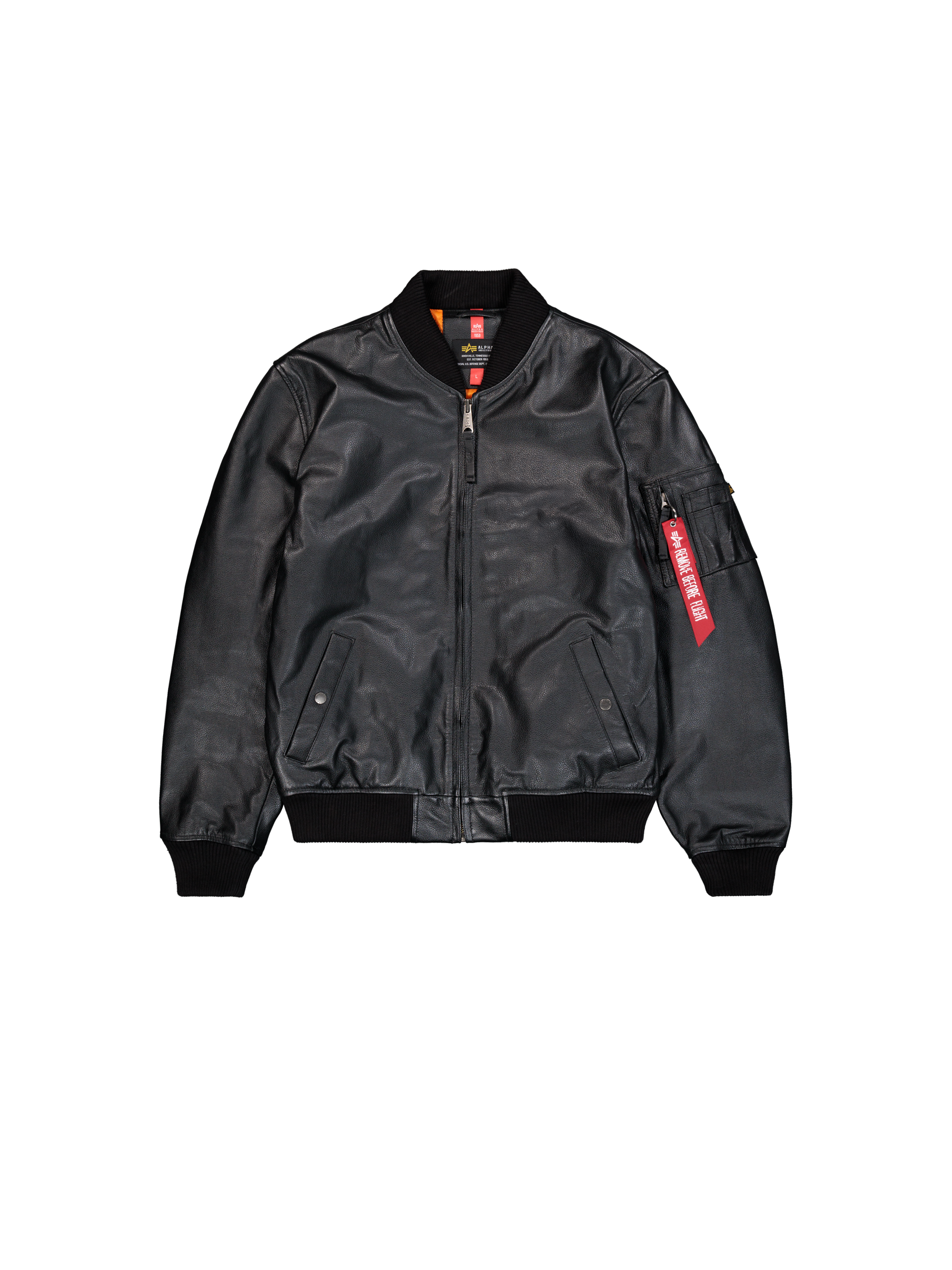 MA-1 Leather Loose Fit Bomber Jacket black