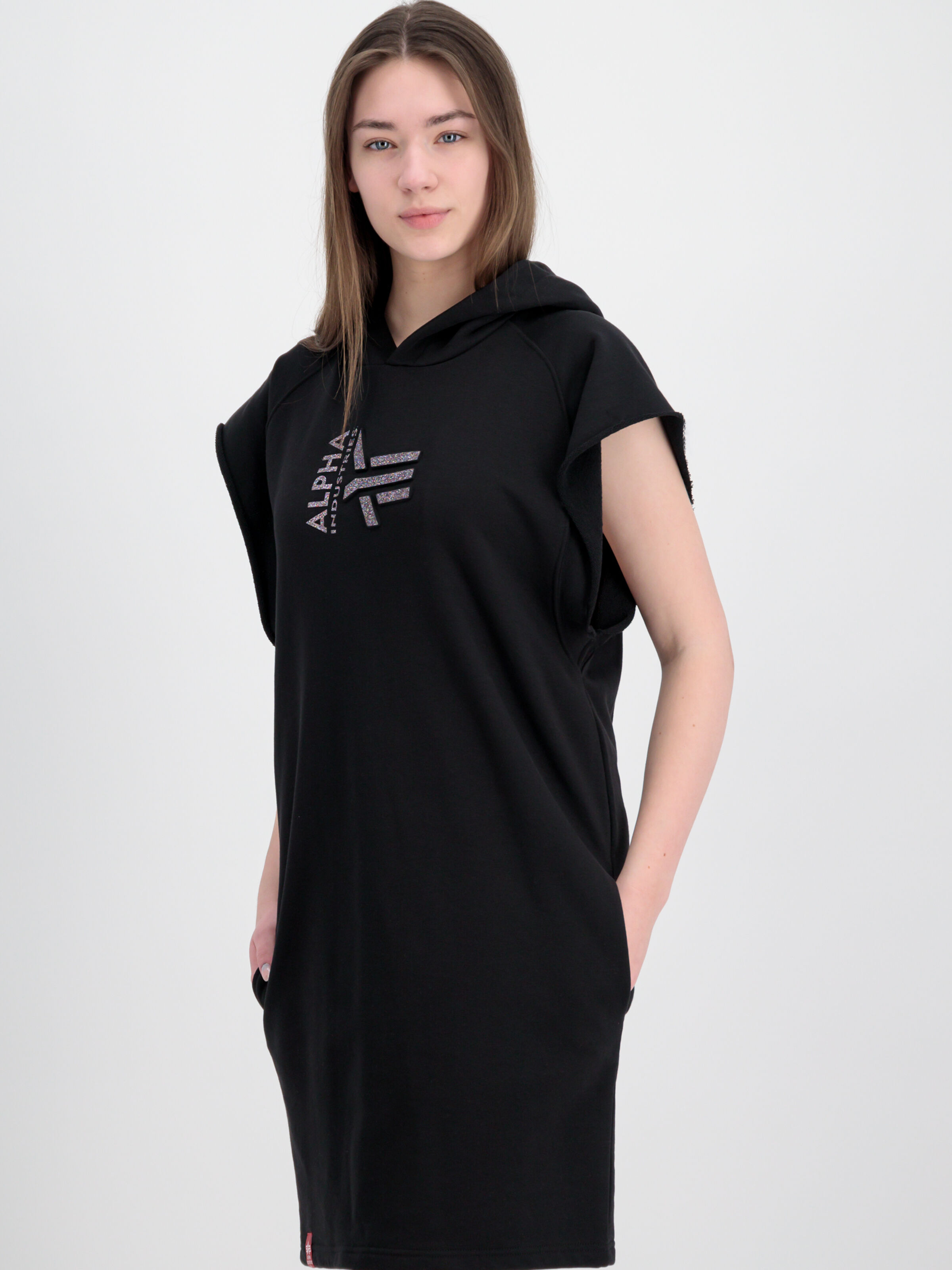 Hoodie Glitter Women Dress black 136042G_03_alpha_industries_hoody_dress_wmn_001_208799