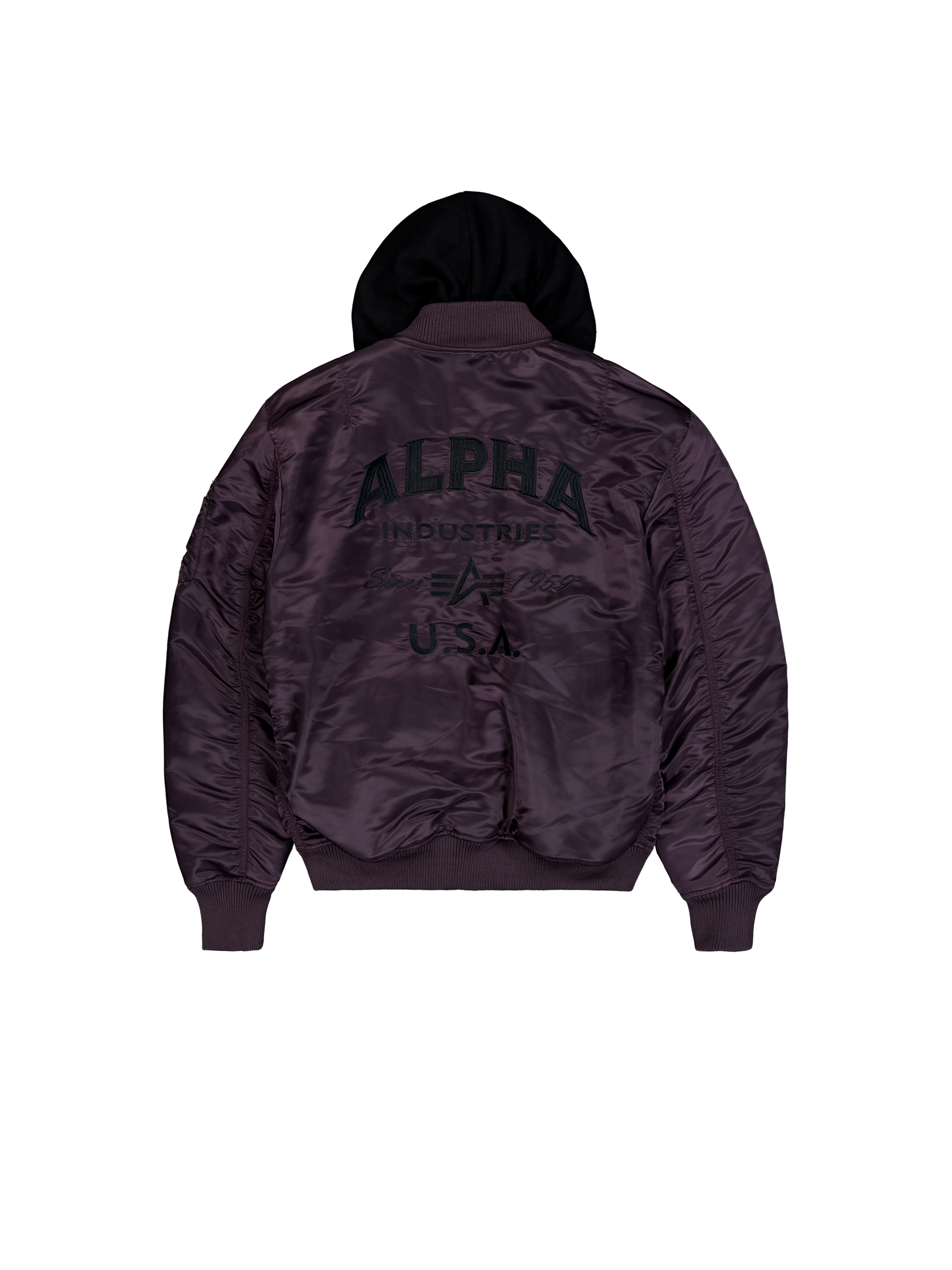 MA-1 Zip Hood Back Embroidery Bomber Jacket Plum 138105_719_1_flatlay_00002_133237
