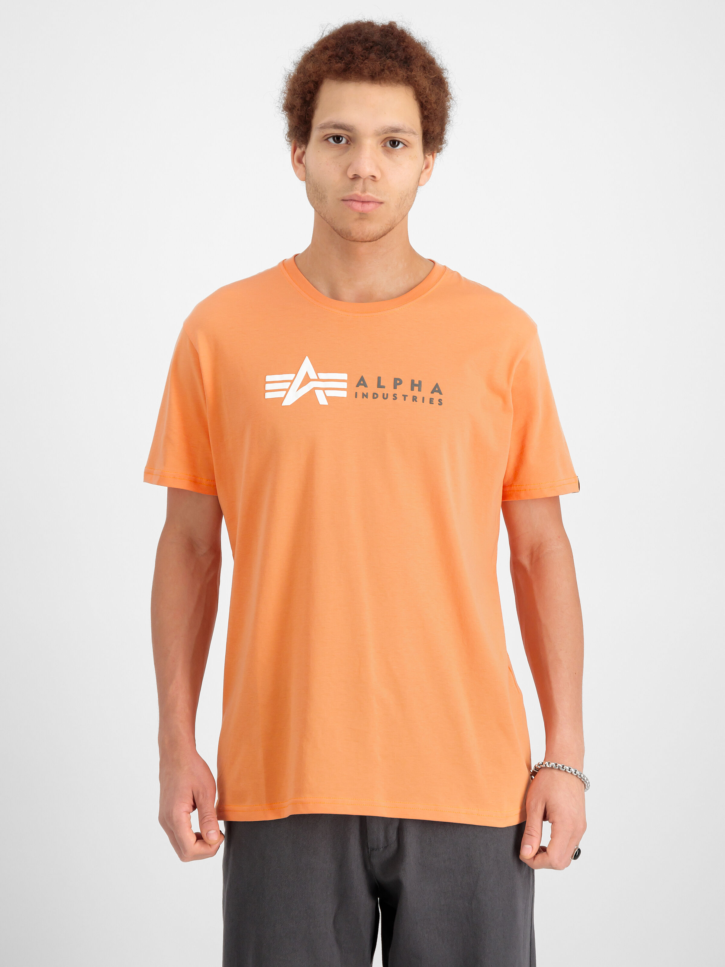 Alpha Label Puff Print T-Shirt tangerine 118502PP_710_00006_182553