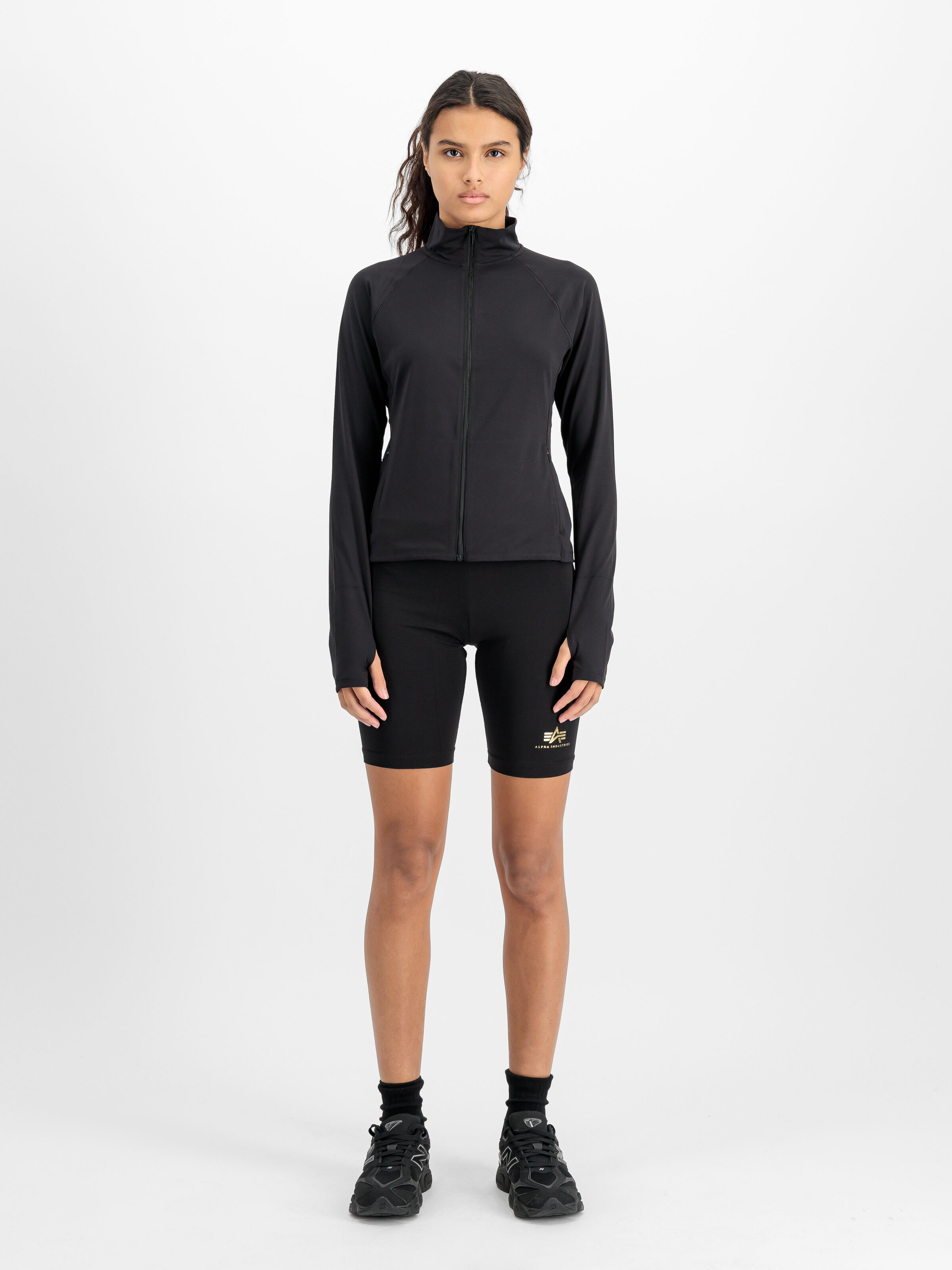 Basic Small Logo Foil Print Bike Short Women black/yellow gold 116052FP_583_2_model_00001_224138