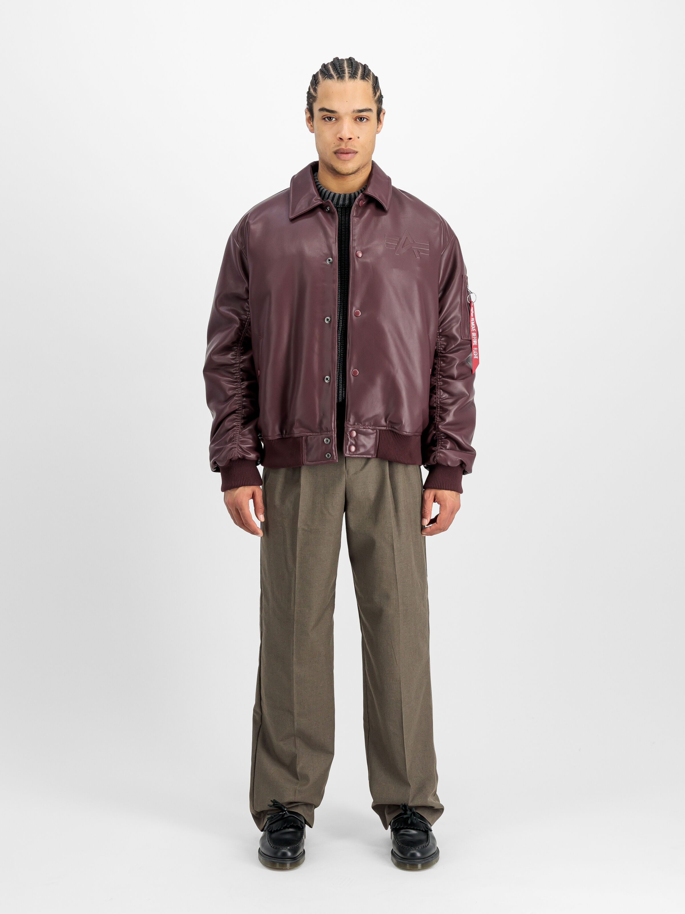 PU College Bomber Jacket dark cherry 258109_608_2_model_00001_162329