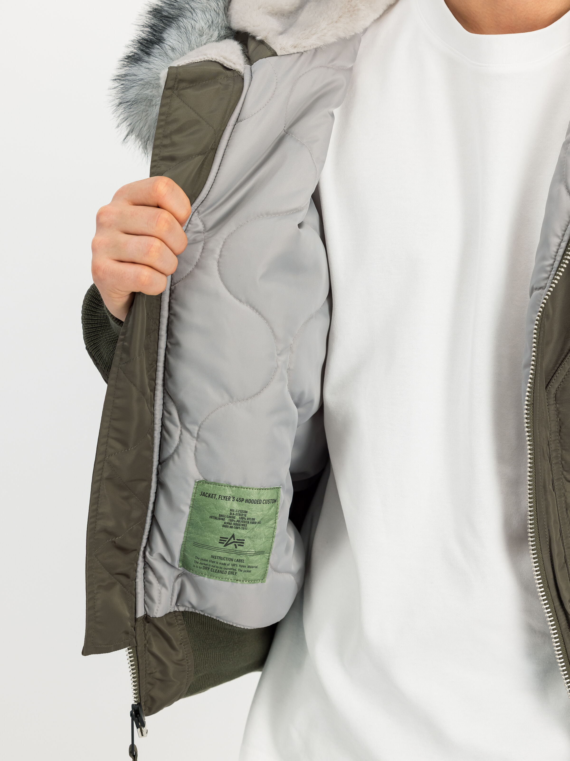 45/P Hooded Custom Bomber Jacket mud olive 113145_443_3_detail_00001_233372