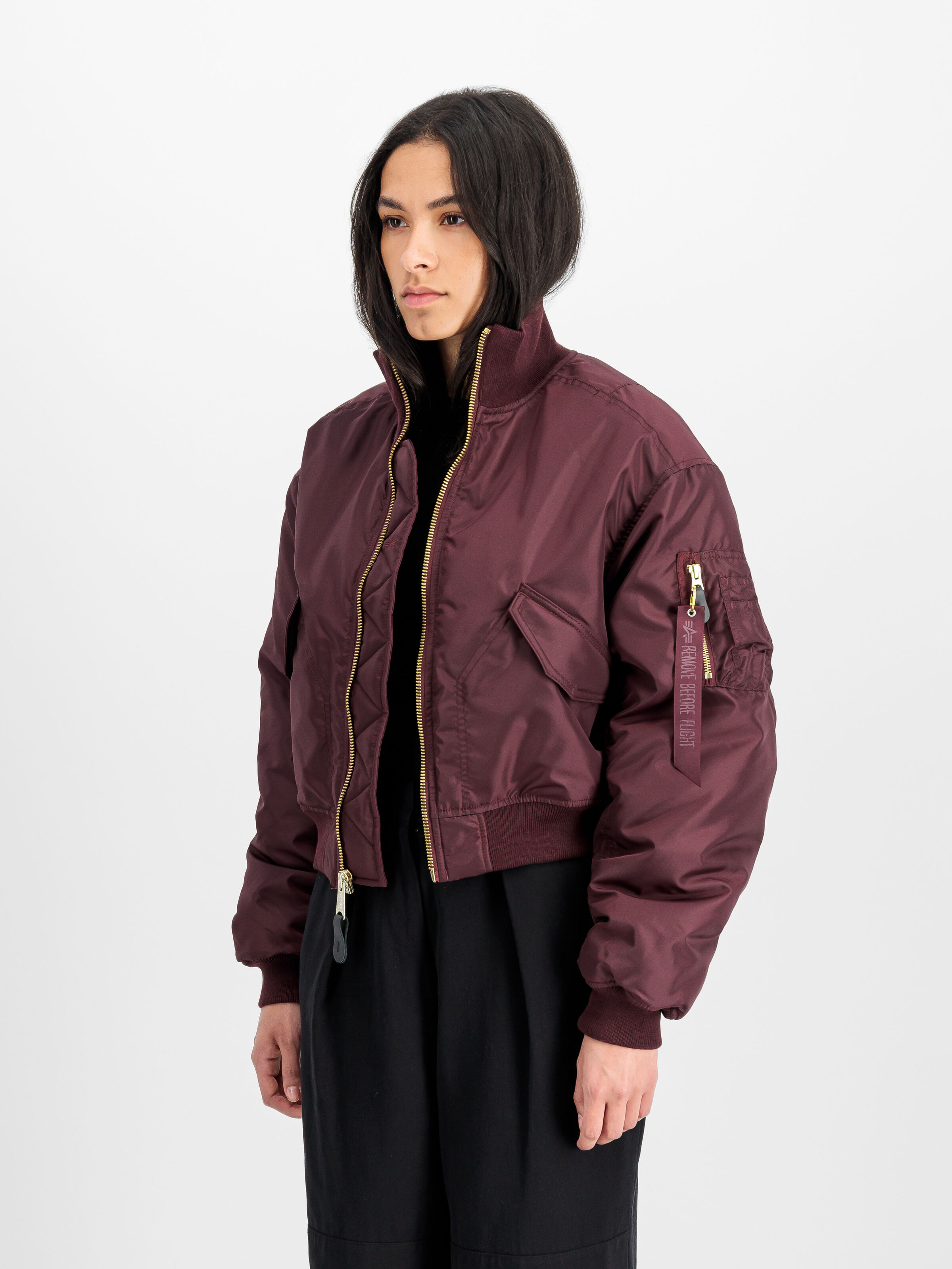 MA-1 Cropped Bomber Jacket Women dark cherry 258010_608_2_model_00002_165161
