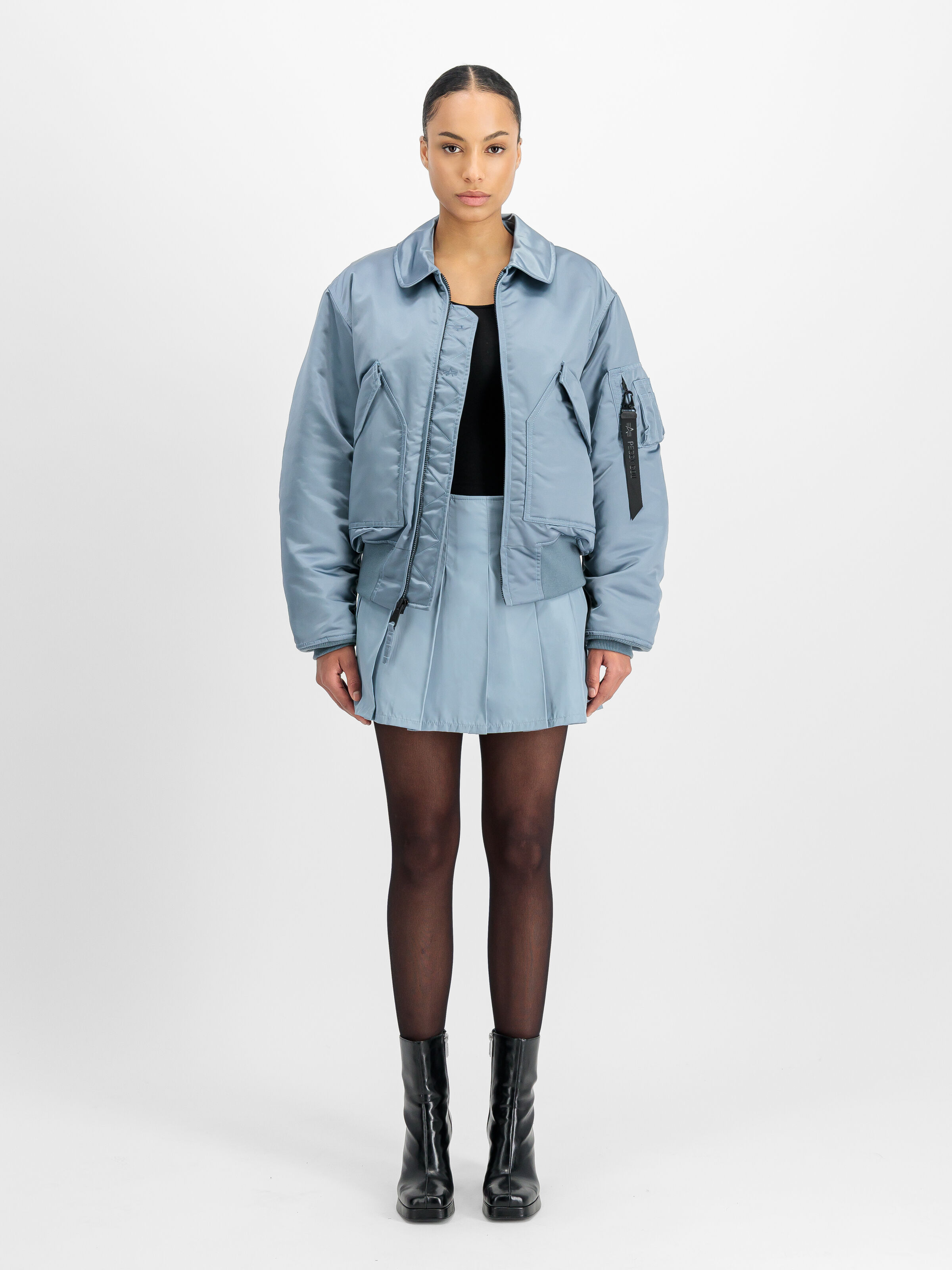 ALPHA x PEGGY GOU Mini Wrap Skirt greyblue 258020_134_2_model_00001_202333