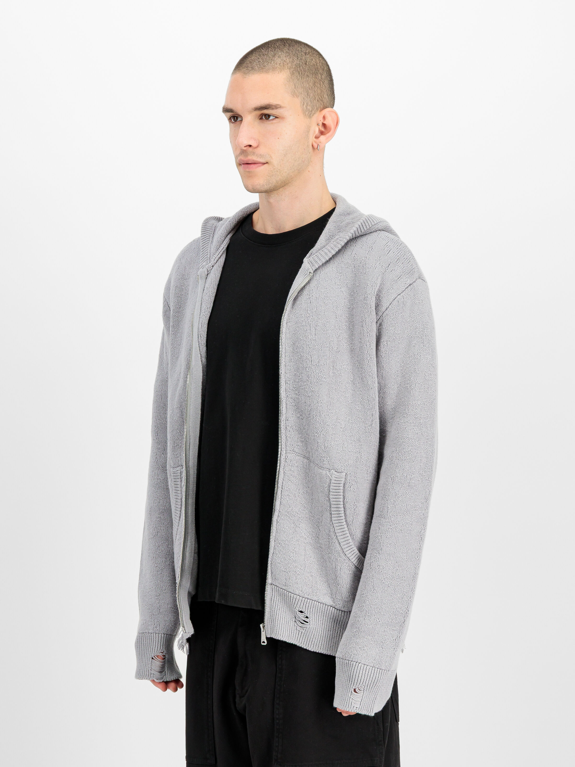 Distressed Knit Hooded Jacket silver 268404_31_2_model_00002_247719