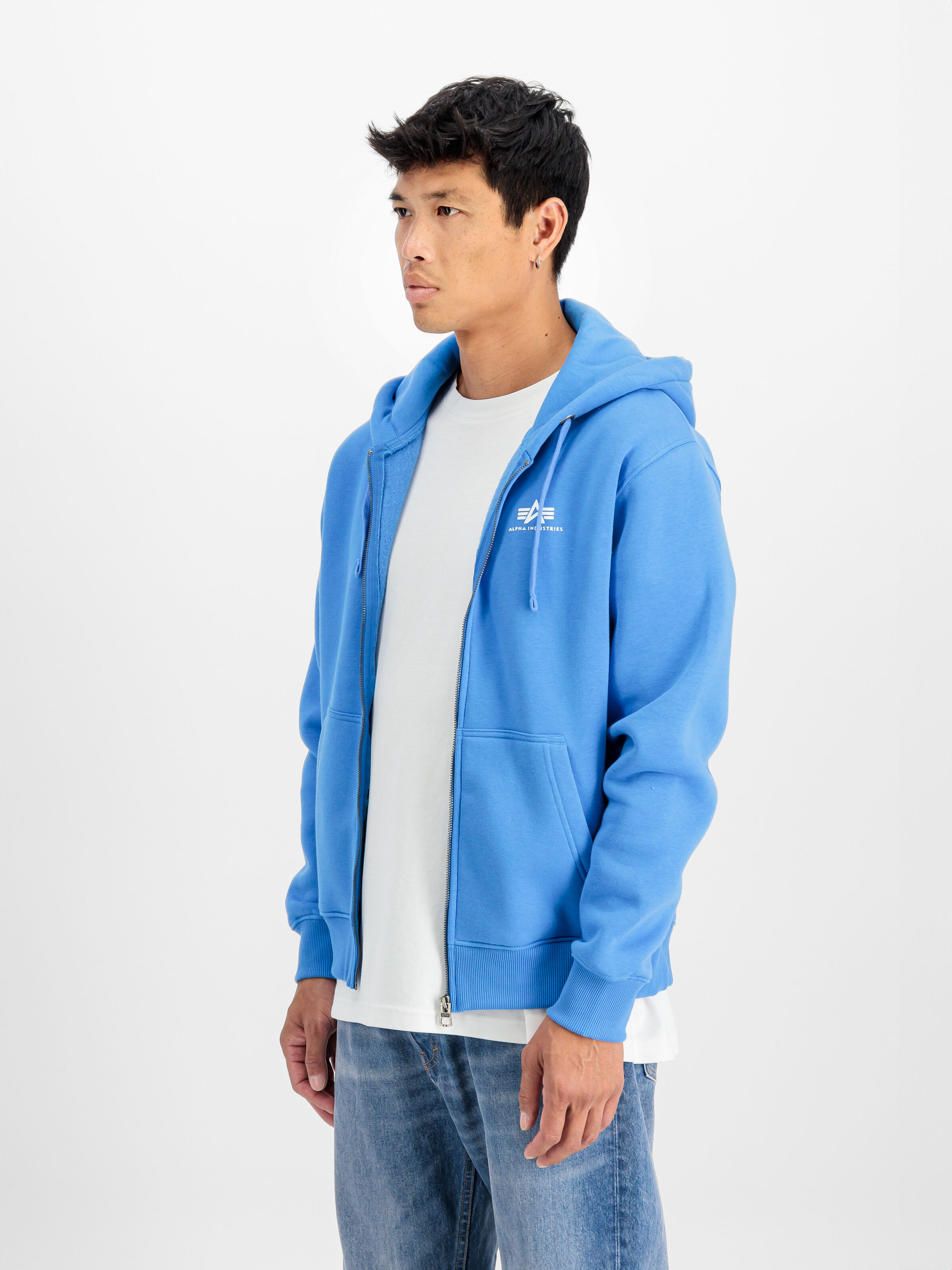 Basic Small Logo Zip Hoodie mediteranian blue 118342_737_2_model_00003_118626
