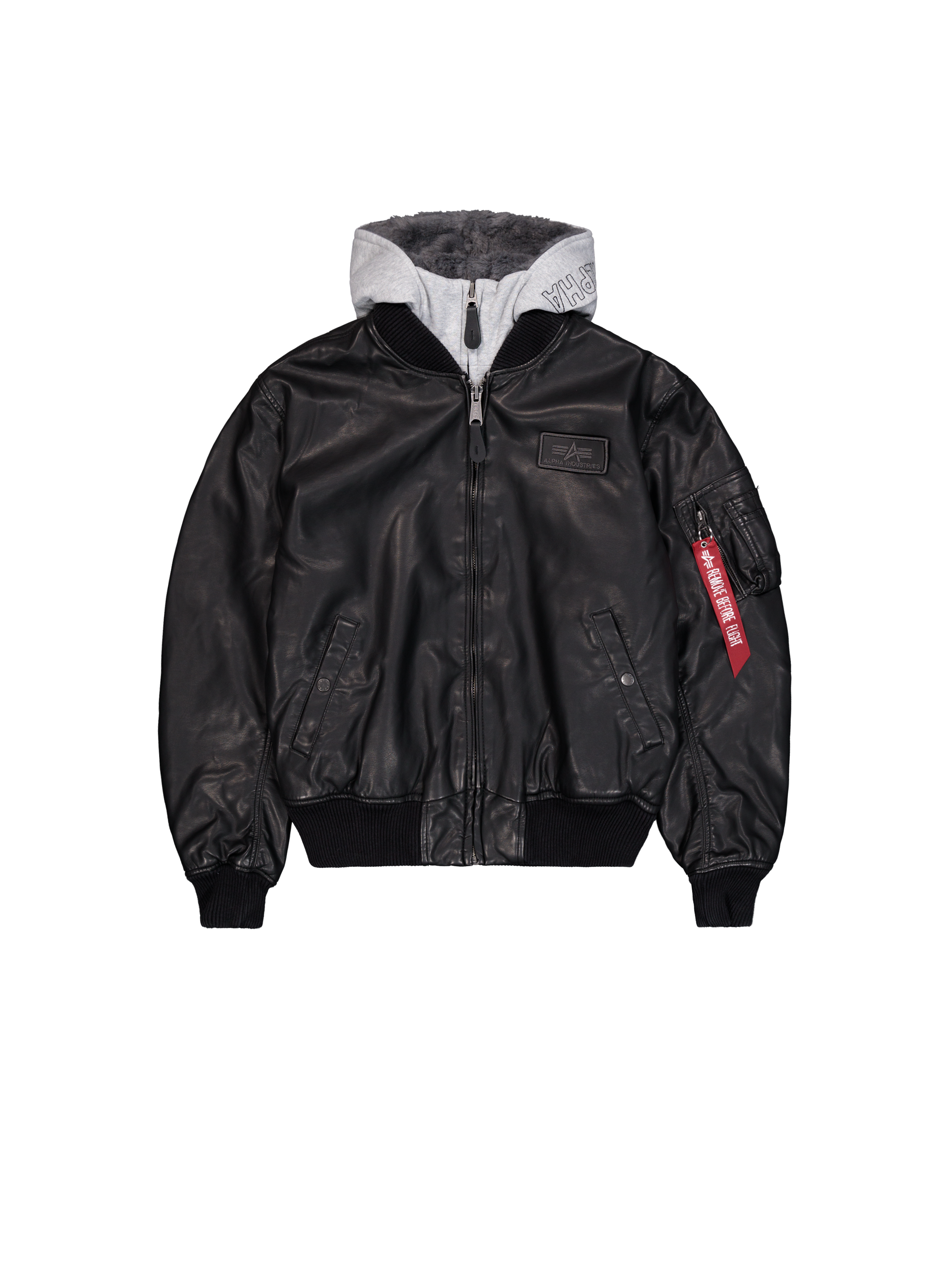 MA-1 D-Tec Faux Leather Bomber Jacket black/grey MA-1 D-Tec Faux Leather Bomber Jacket