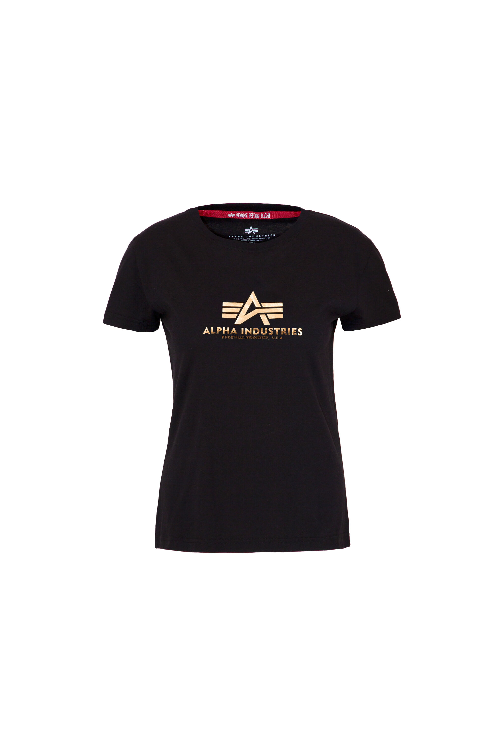 New Basic Foil Print Women T-Shirt black/gold 196051FP_365_001_122147.jpg