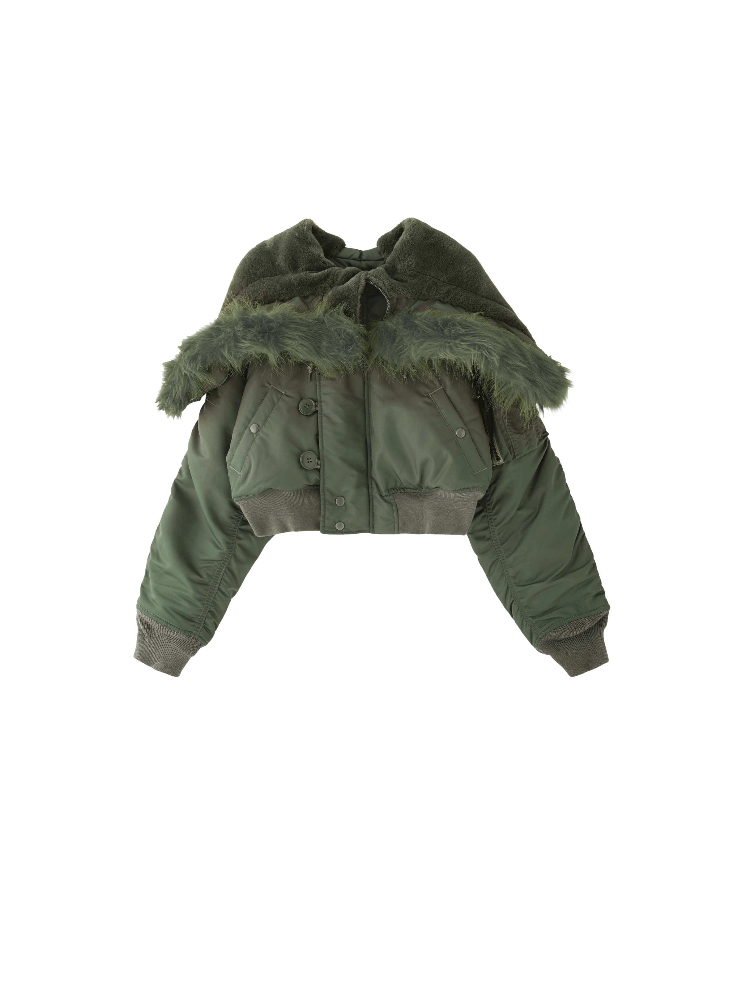 ALPHA X N-2B SHORT X-GIRL Winter Jacket sage-green 148168_01_3_detail_00002_115954