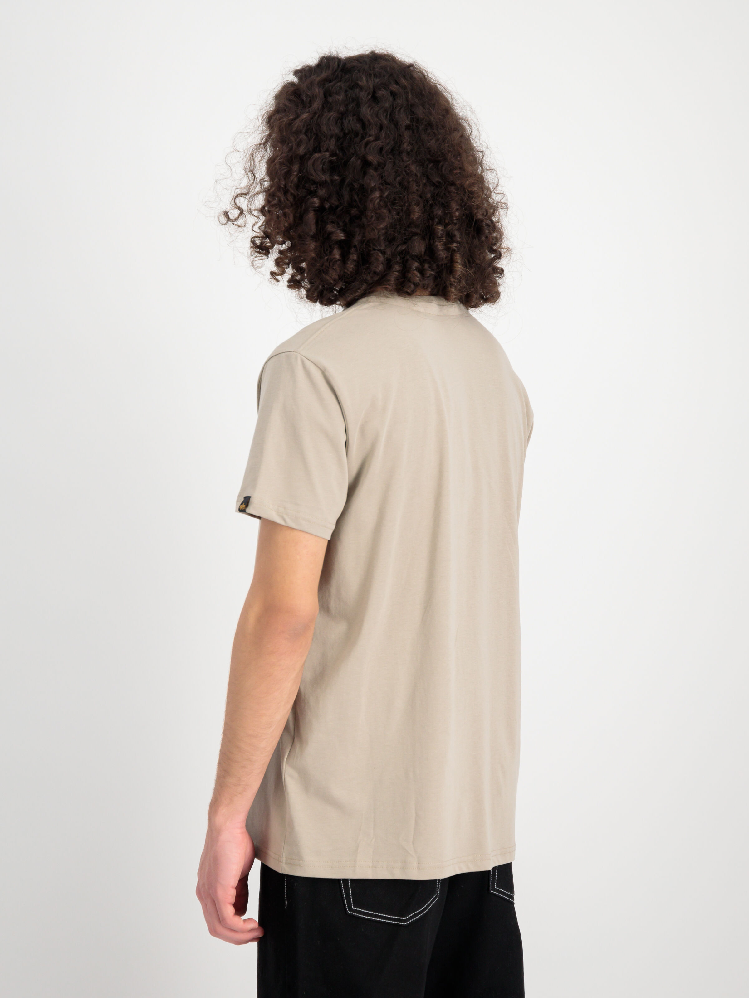 Alpha Label Puff Print T-Shirt vintage sand 118502PP_679_2_model_00004_111656